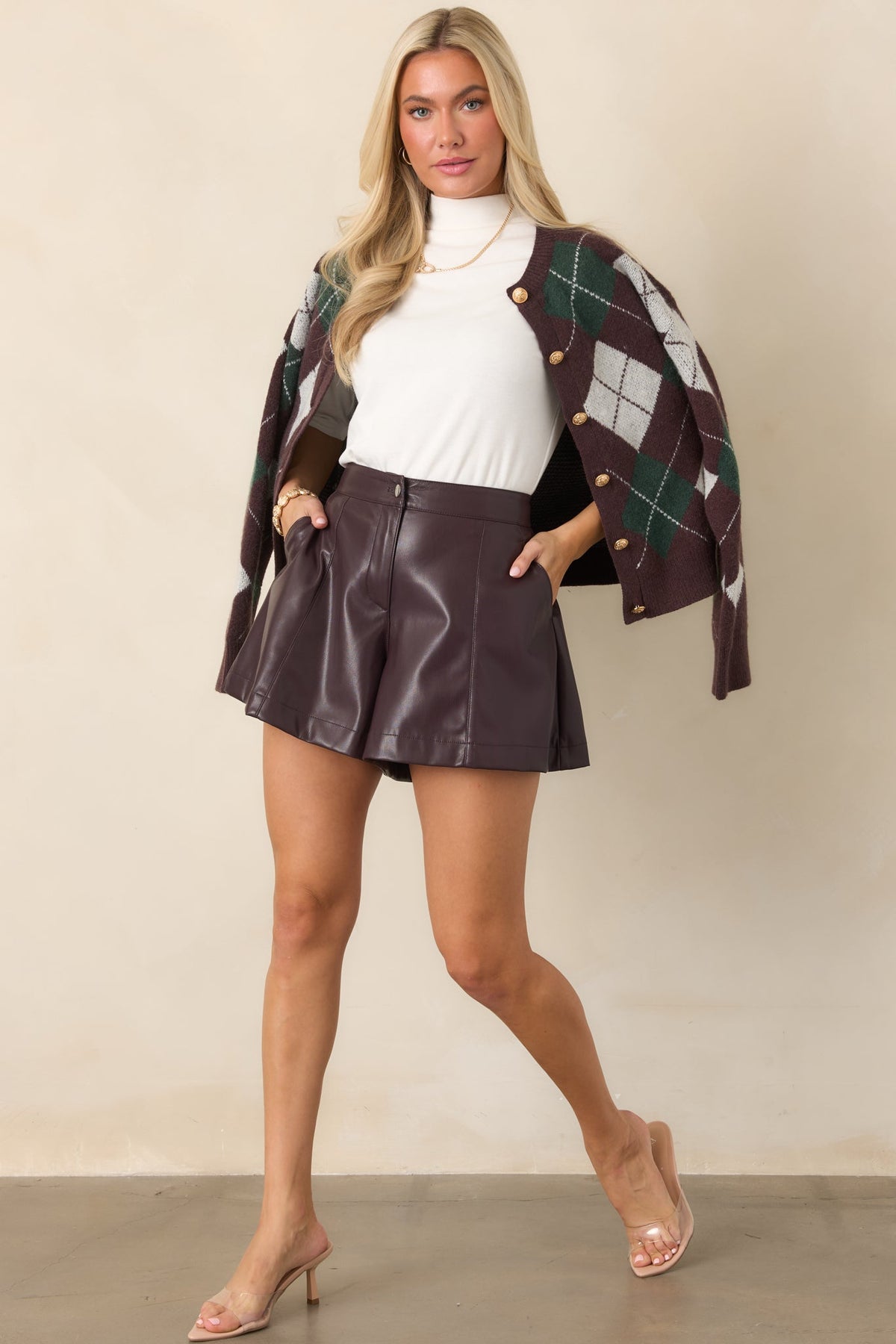 FRNCH Norton Figue Plum Faux Leather Shorts