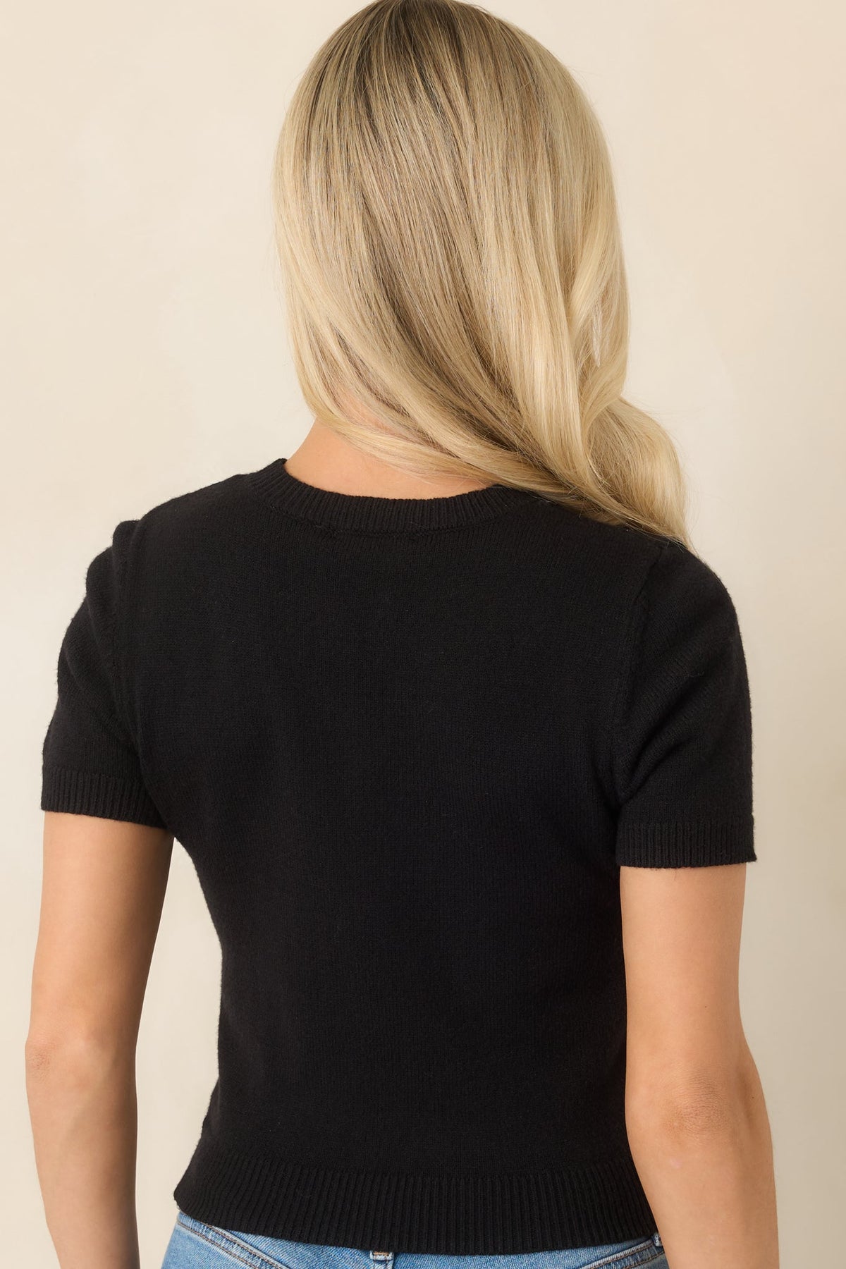 Easy Choice Black Short Sleeve Knit Sweater