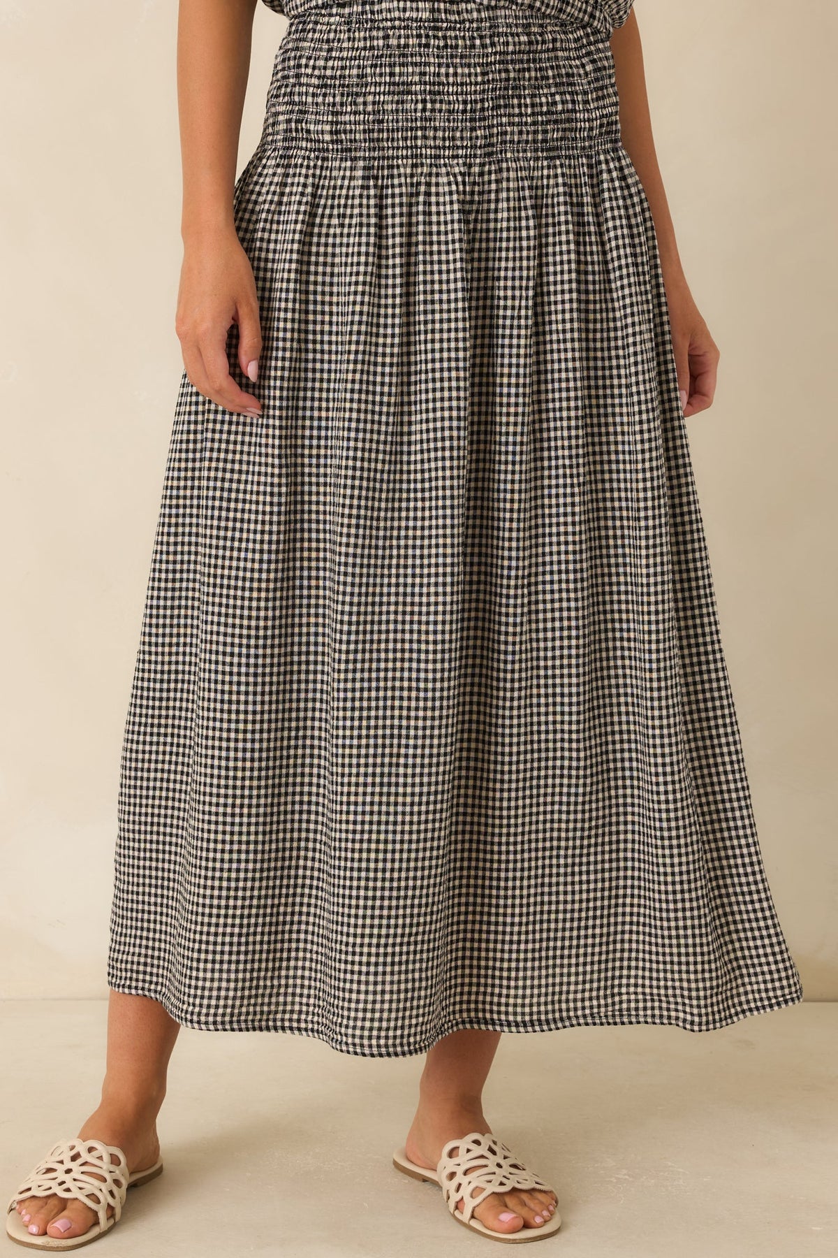 Z Supply Brooke Black Gingham Linen Blend Maxi Skirt