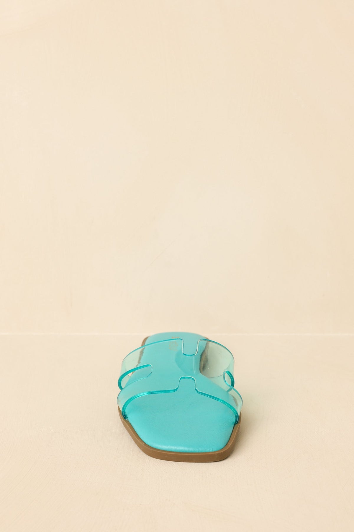 Clear the Way Teal Transparent Strap Slide Sandals