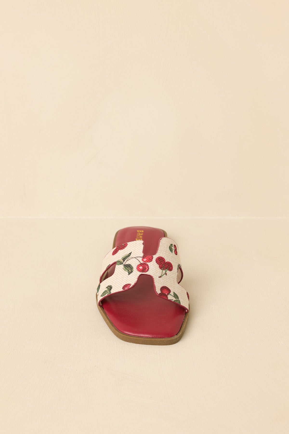 Picked Fresh for You Red Multi Cherry Print Slide Sandals