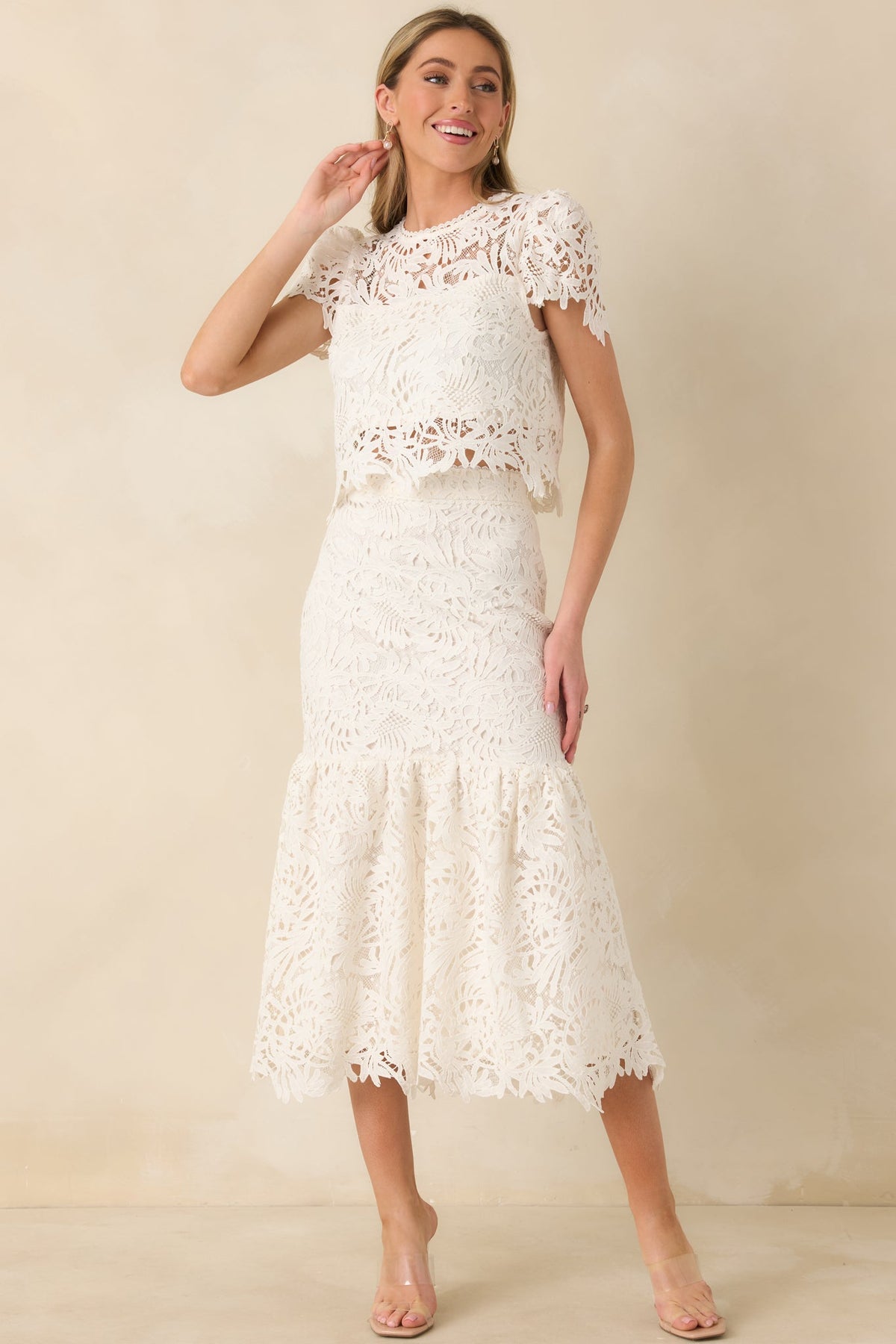 Forever Begins Ivory Floral Lace Top