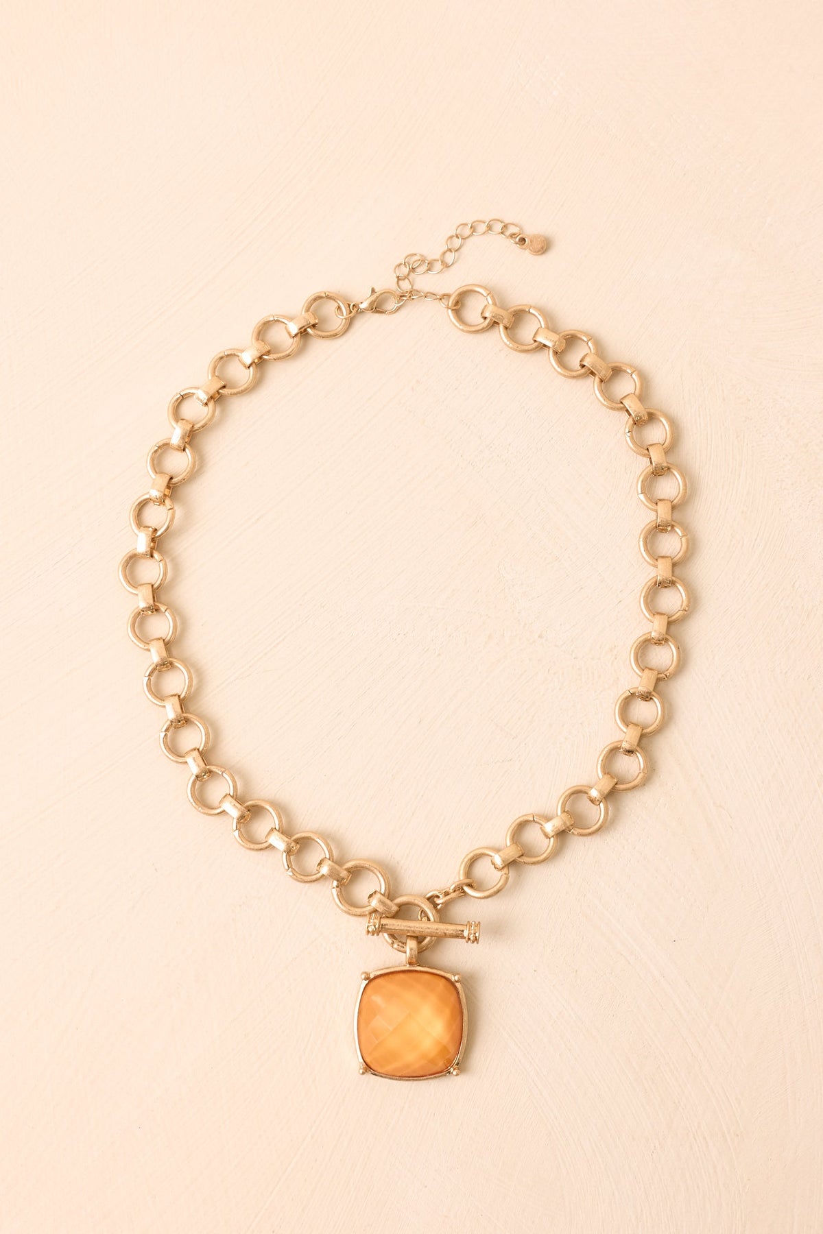The Way It Is Gold & Light Orange Pendant Necklace