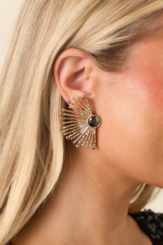 Turn Toward the Light Gold Fanburst Earrings