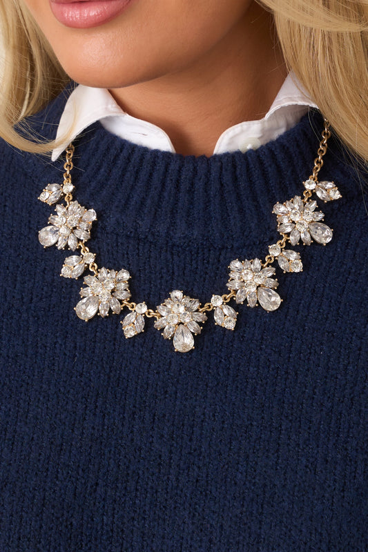 Hopeless Romantic Gold Rhinestone Statement Necklace