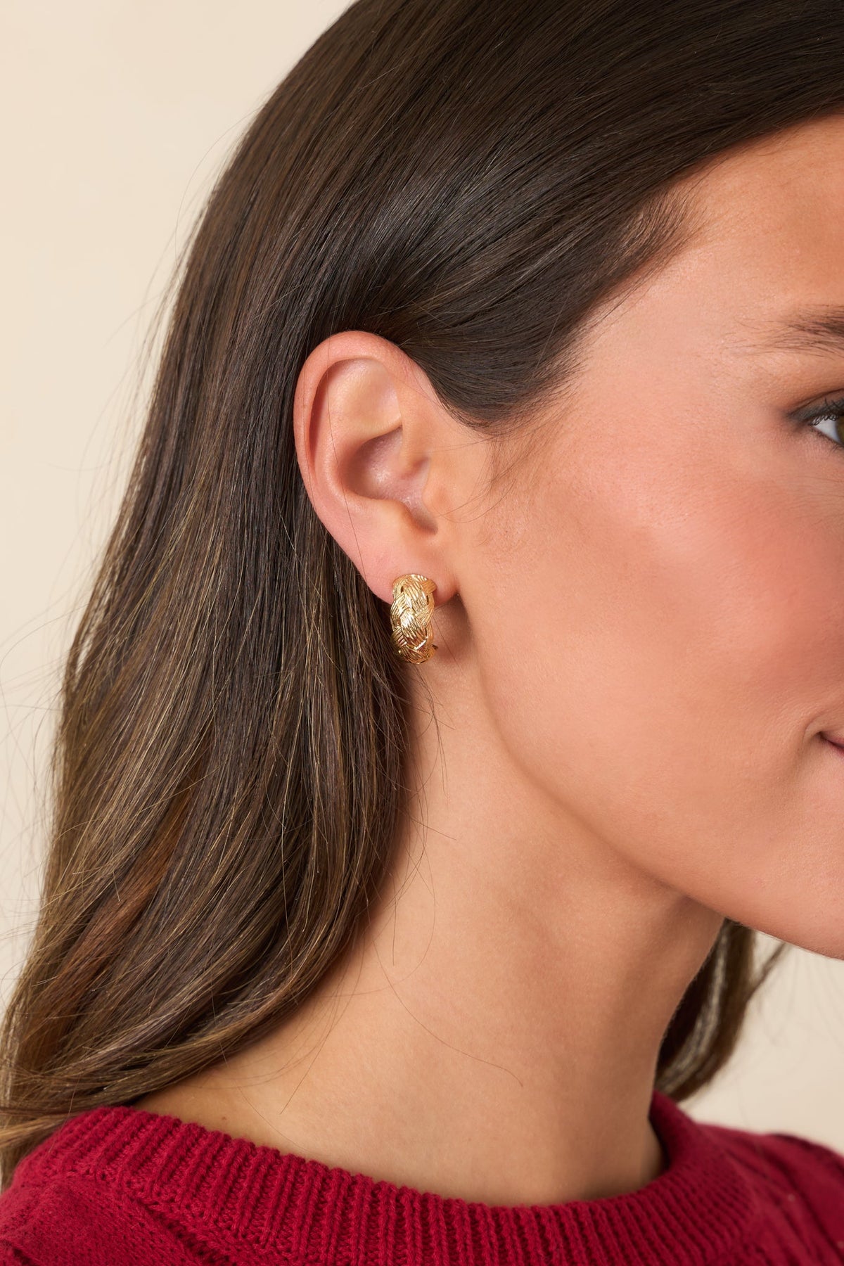 Woven in Gold Textured Hoop Earrings