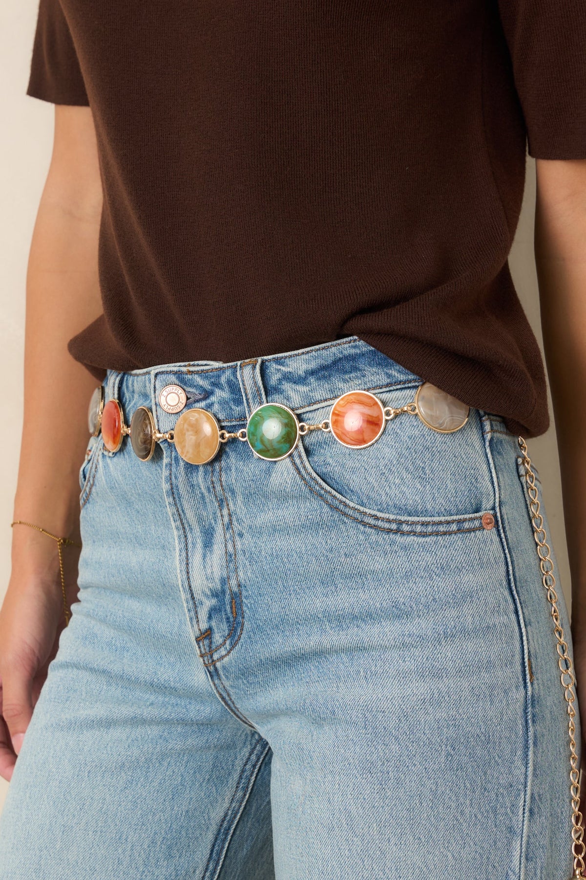 A Stone’s Throw Gold Multi Marbled Chain Belt