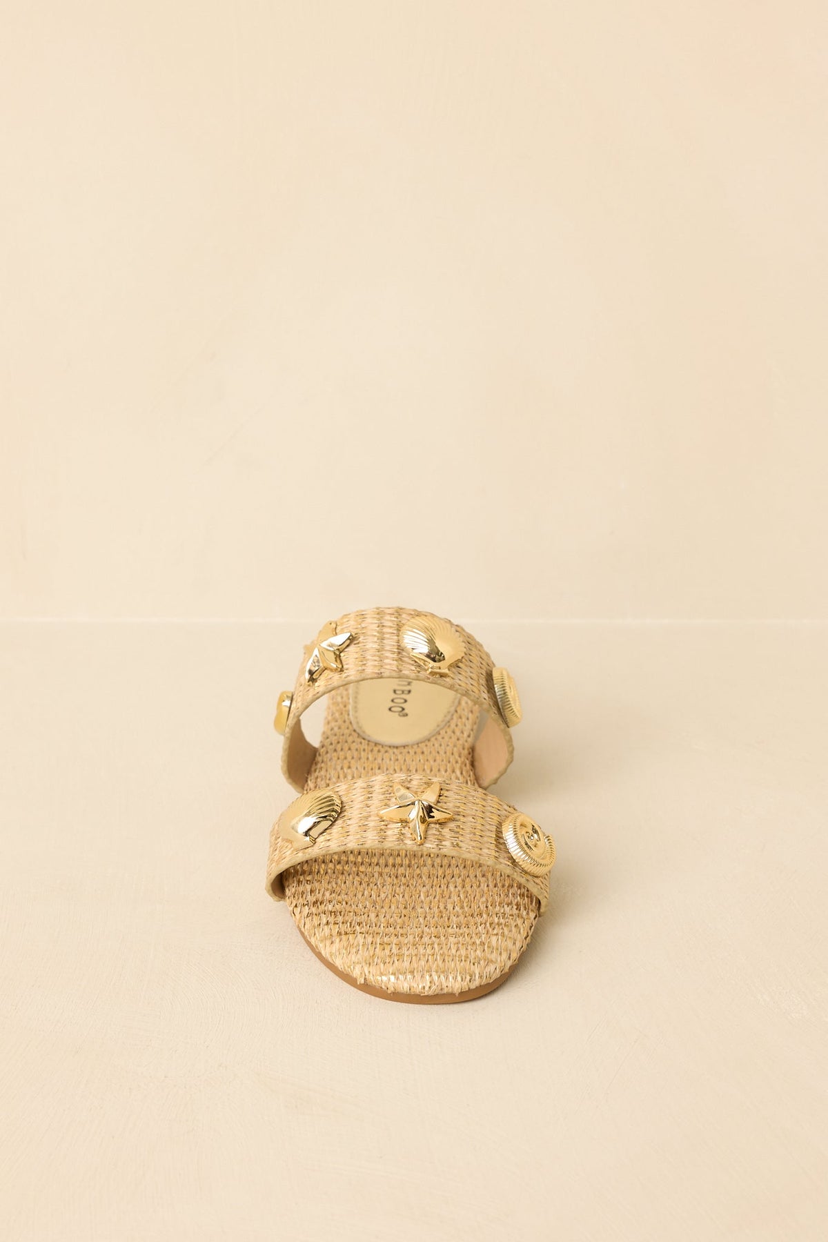Stay by the Sea Gold Raffia Slip-On Sandals