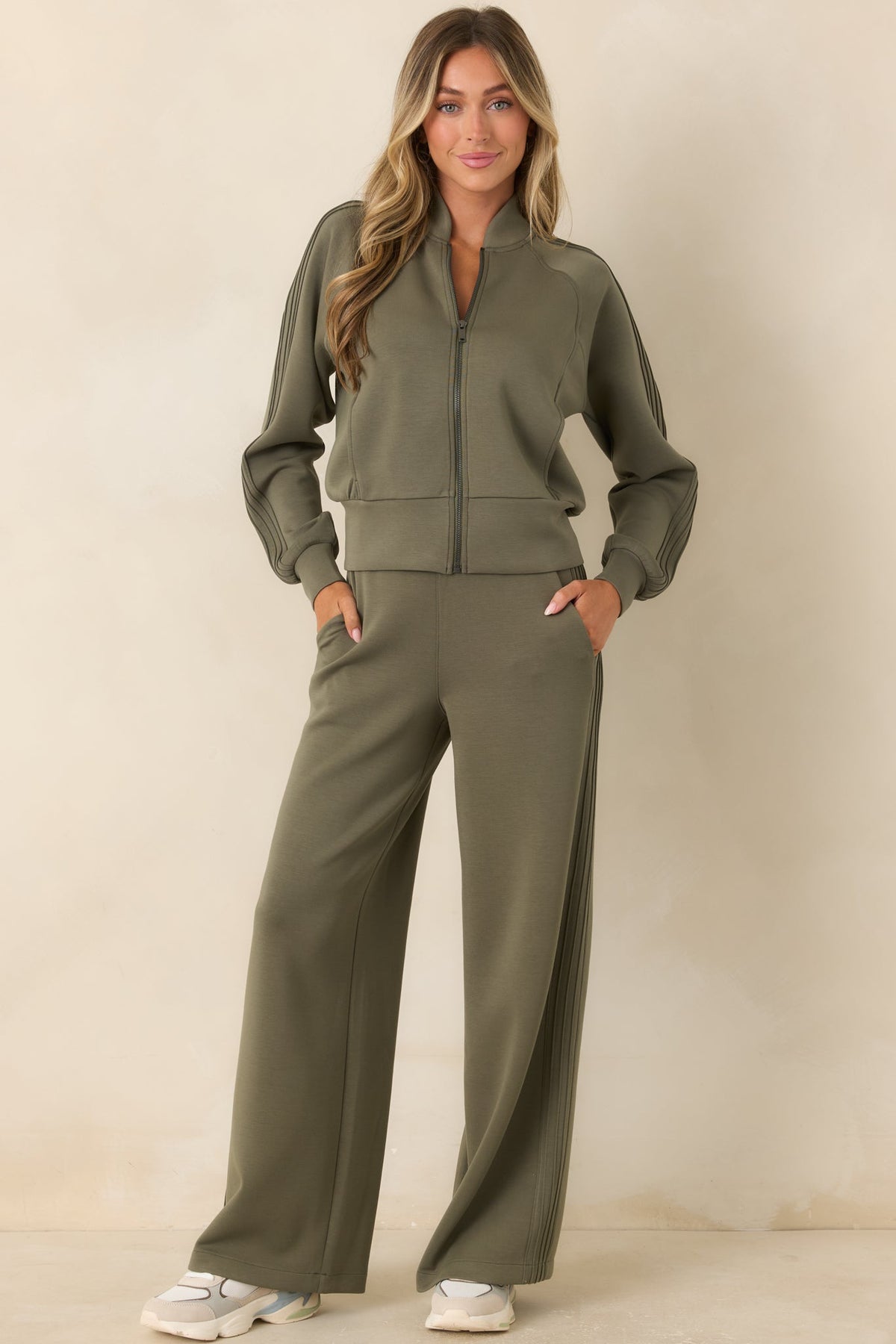 SPANX AirEssentials® Herb Green Pintuck Track Jacket