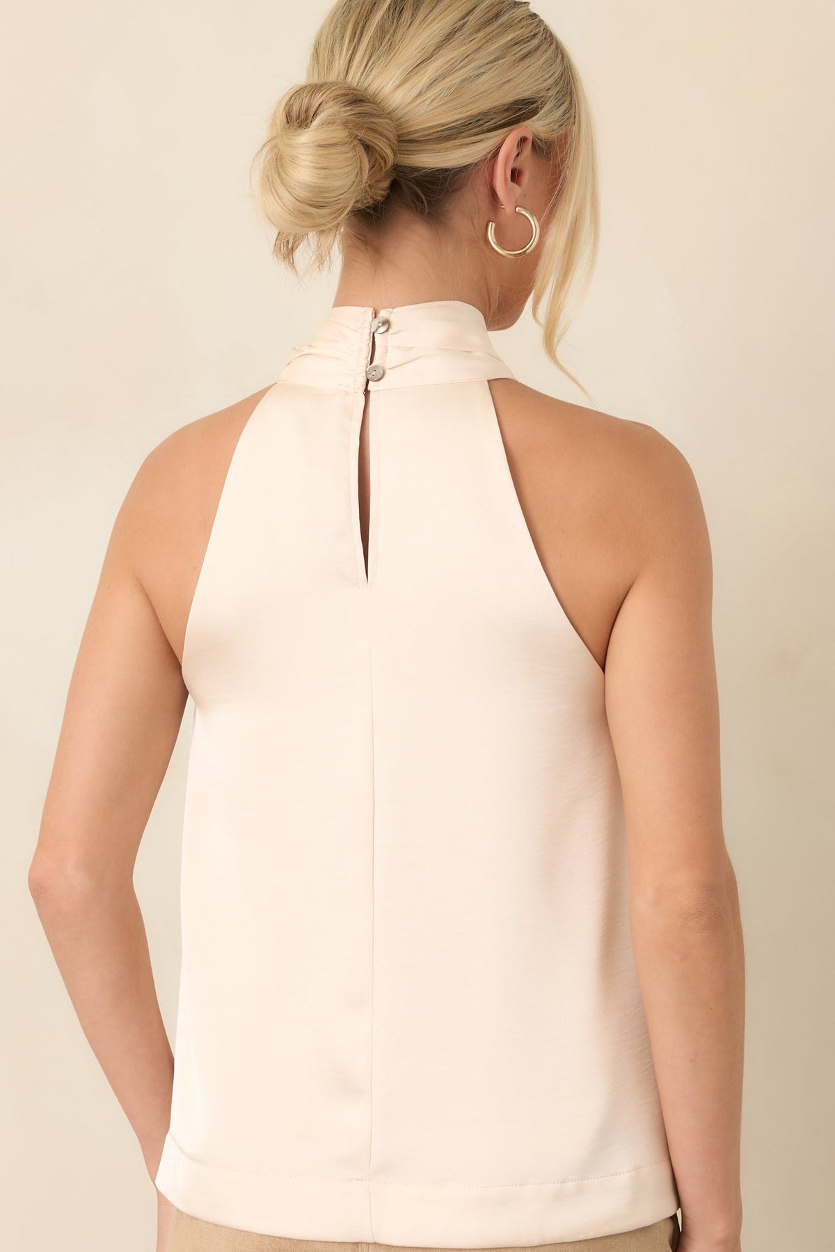 Draped In Myth Ivory Halter Ring Detail Blouse