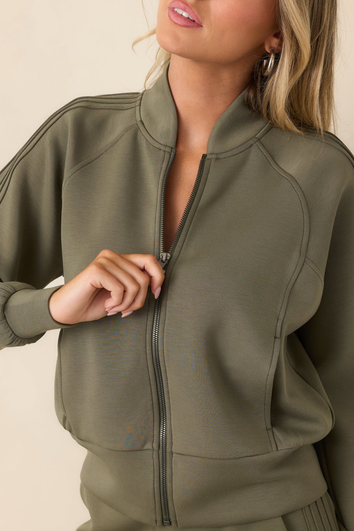SPANX AirEssentials® Herb Green Pintuck Track Jacket