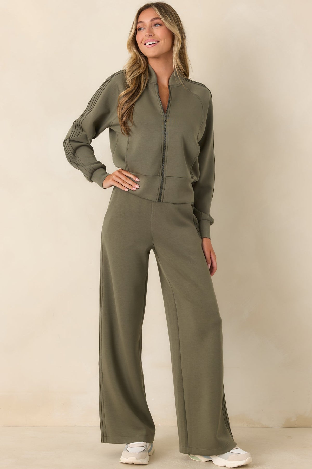 SPANX AirEssentials® Herb Green Pintuck Track Jacket