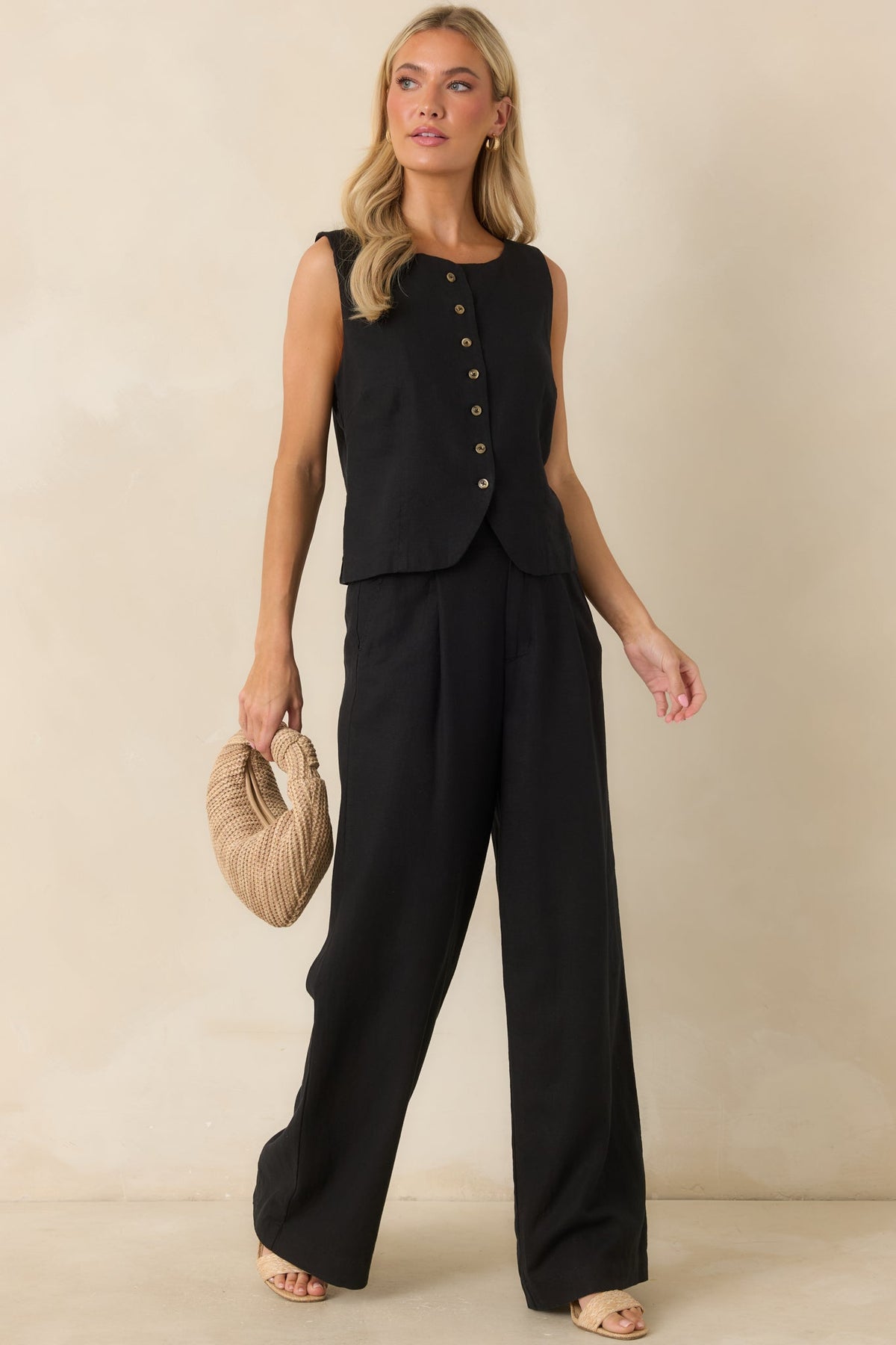 Z Supply Overlook Black Linen Pants