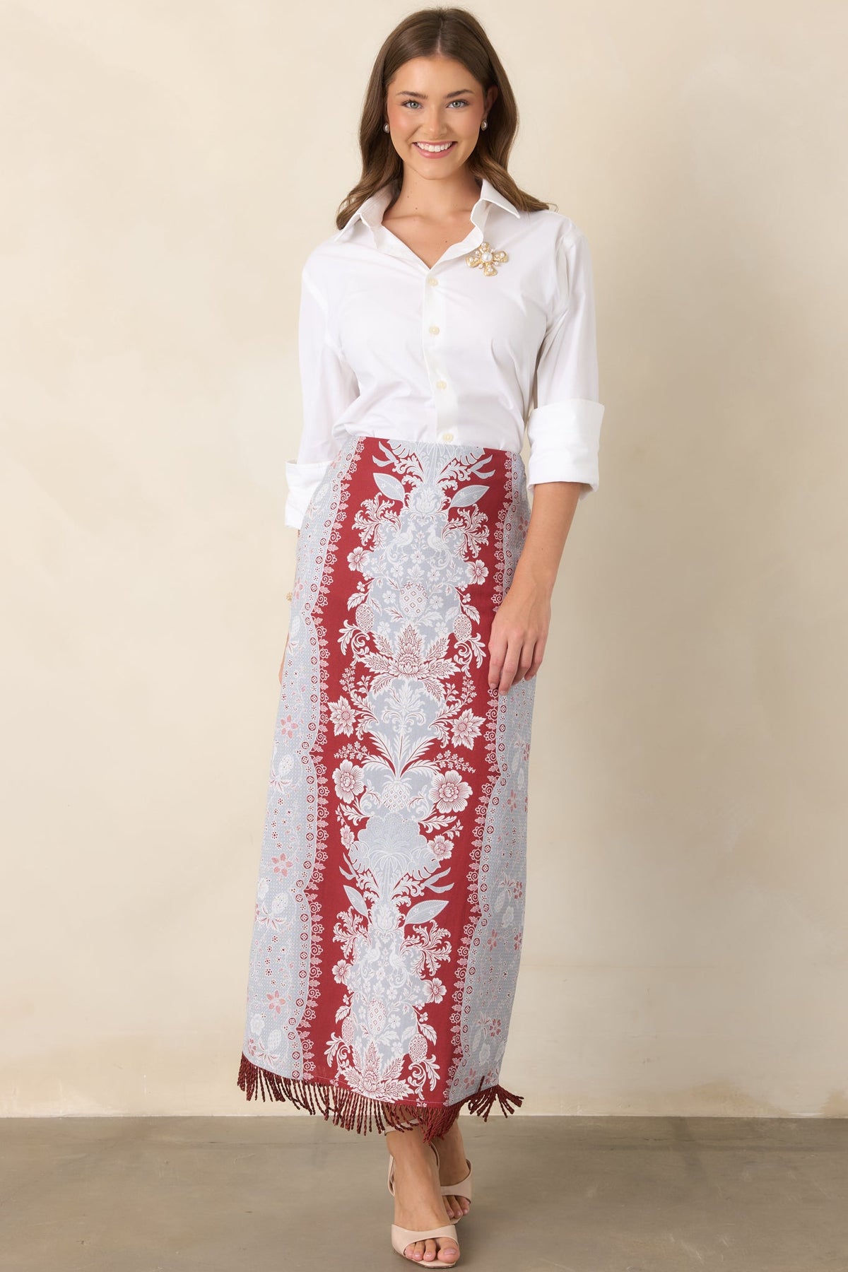 Anna Cate Dillon Frost Floral Midi Skirt