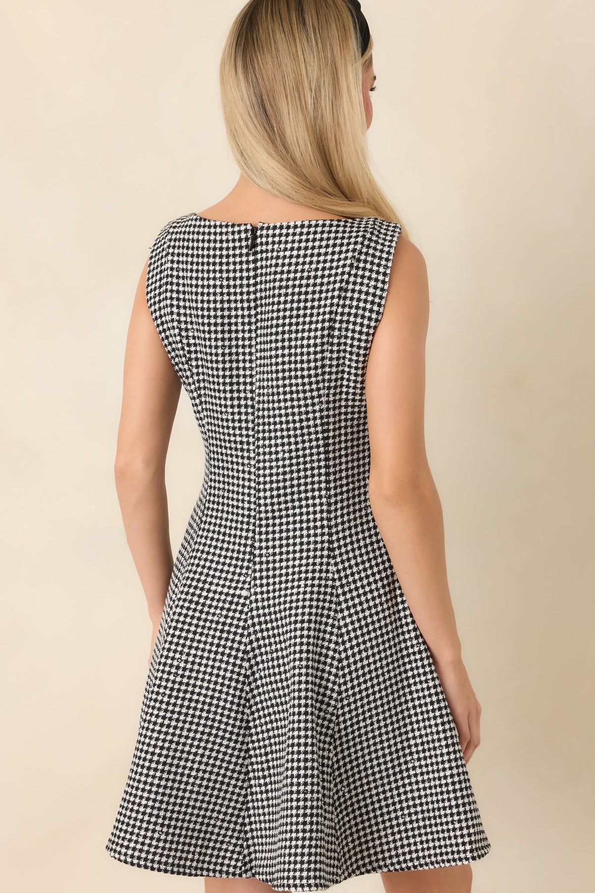 Pretty as a Picture Black & Ivory Houndstooth Mini Dress