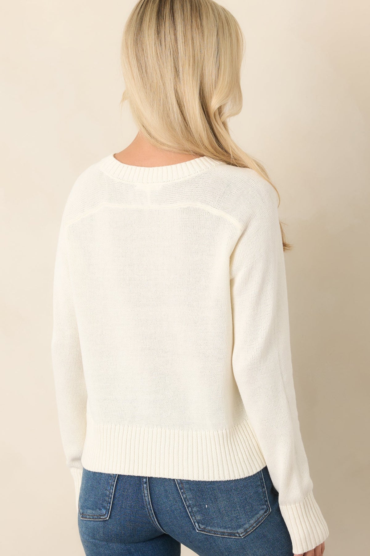 Z Supply Varsity Stand In Ivory Knit Sweater