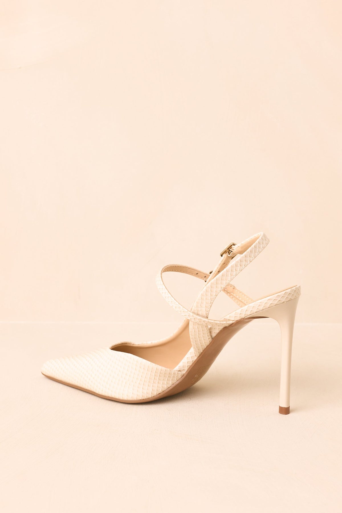 Take Your Place Ivory Faux Snakeskin Double Strap Slingback Pumps