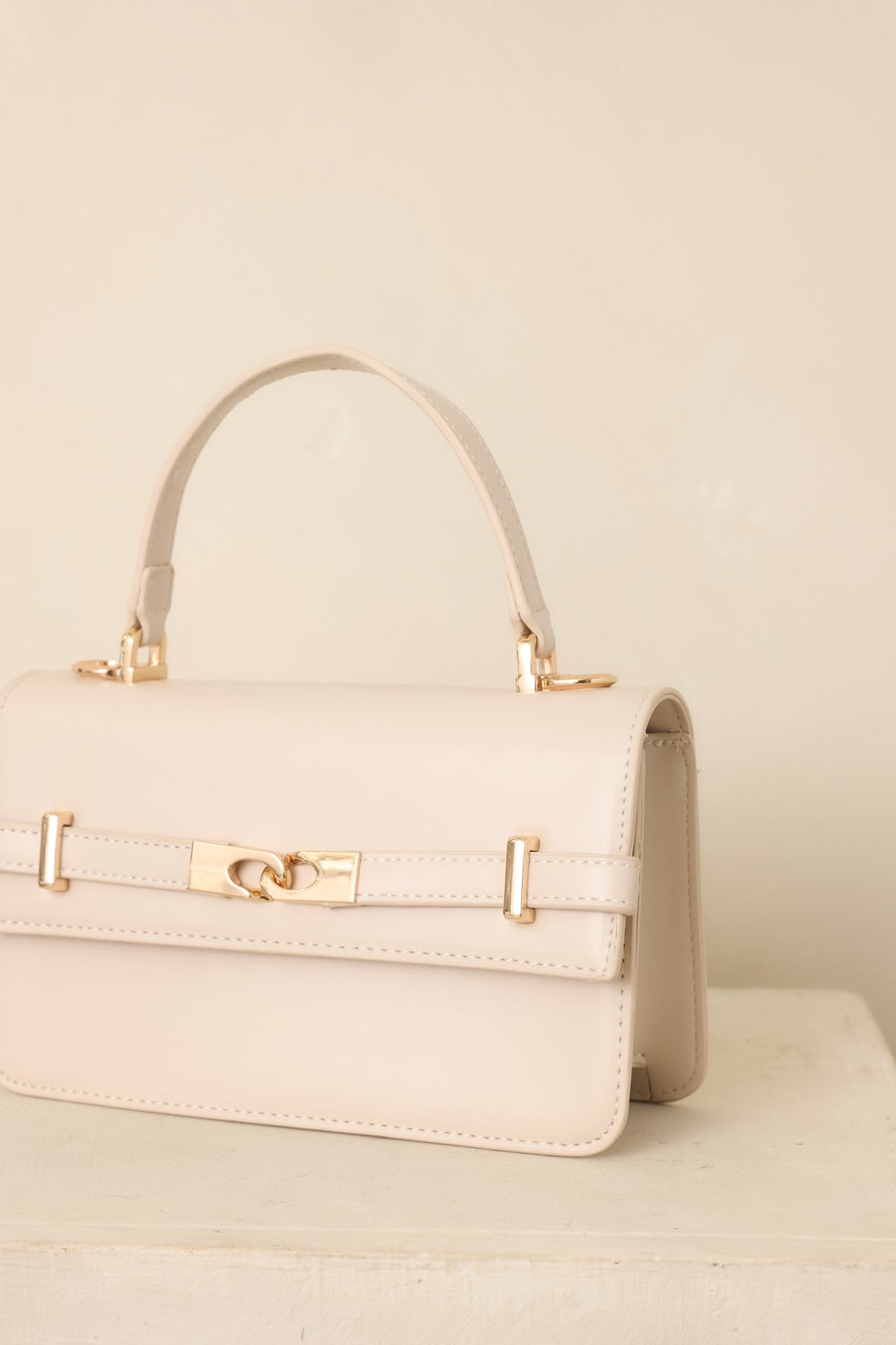 Carry On Your Way Ivory Faux Leather Top Handle Bag