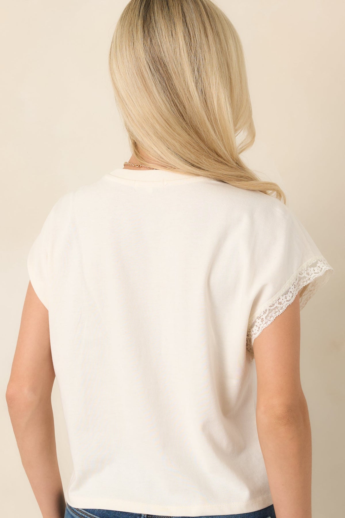 Z Supply Marika Ivory Lace Trim Muscle Tee