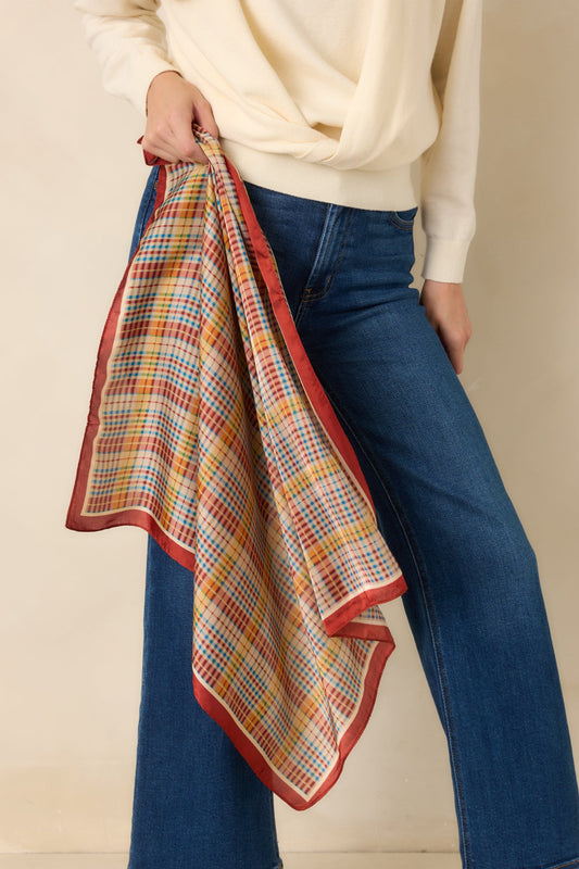 Letters from Abroad Rust Multi Plaid Scarf