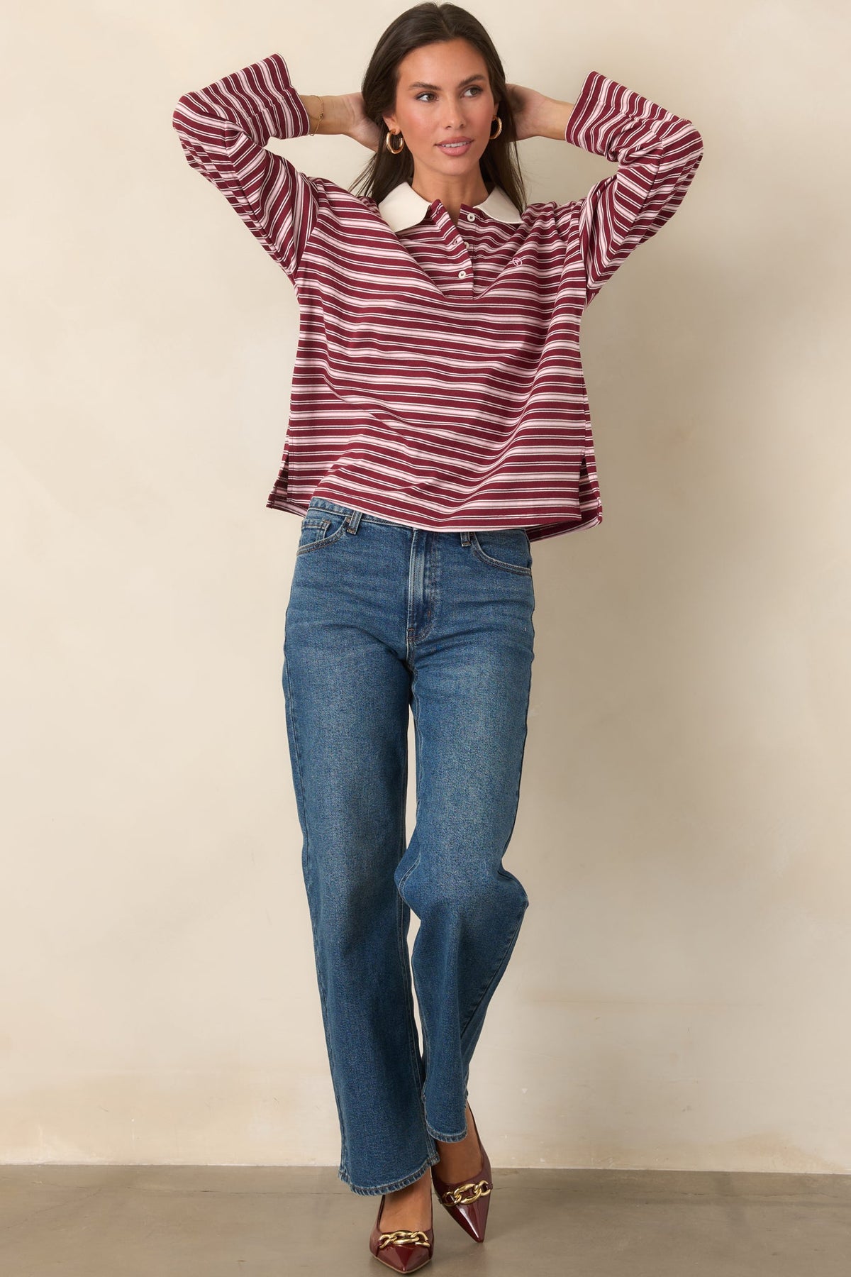 FRNCH Rumoi Bordeaux Cotton Polo Shirt