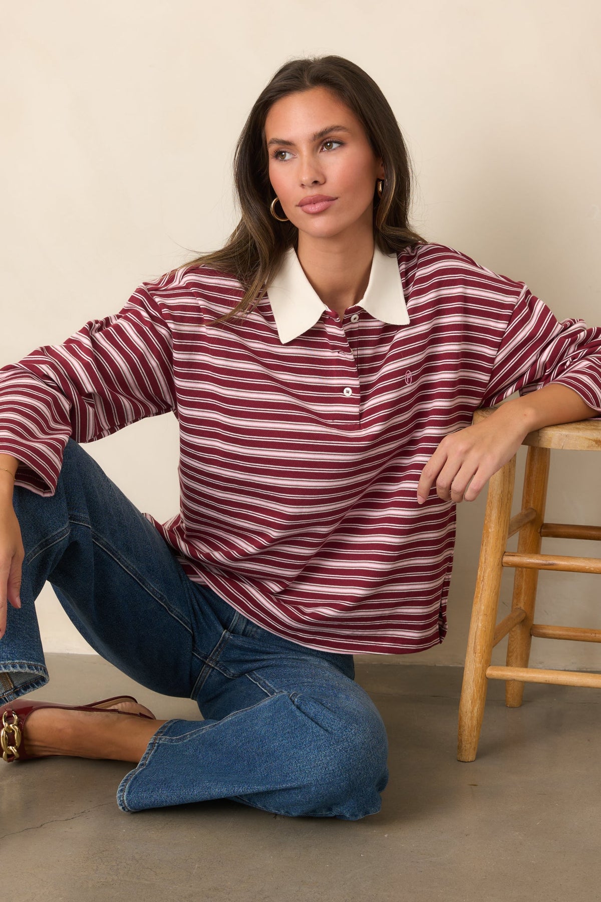 FRNCH Rumoi Bordeaux Cotton Polo Shirt