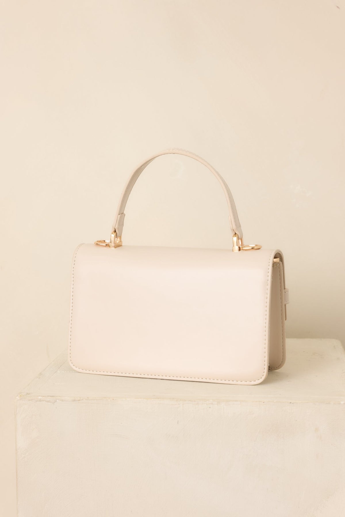 Carry On Your Way Ivory Faux Leather Top Handle Bag