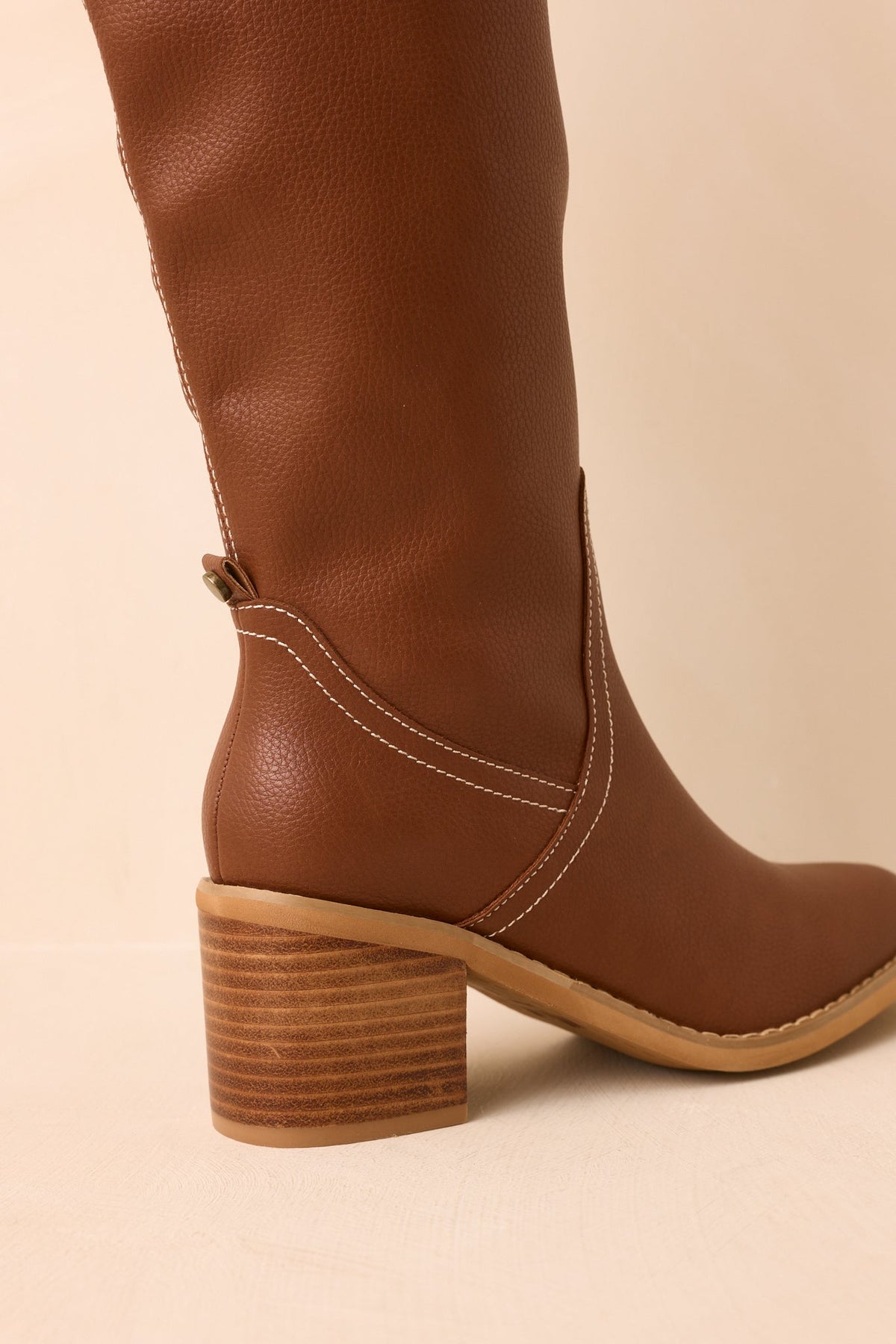 For Good Reason Cognac Textured Faux Leather Knee High Boots