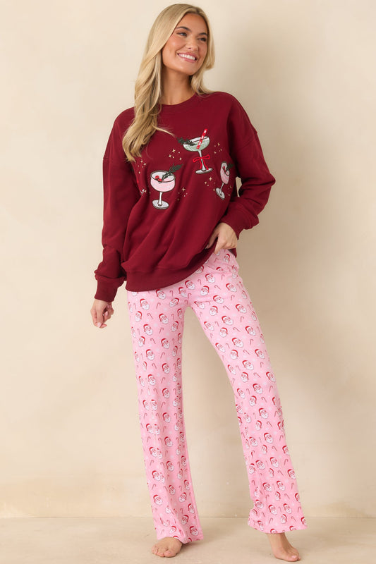 Jolly Little Thing Light Pink Multi Santa Pajama Pants