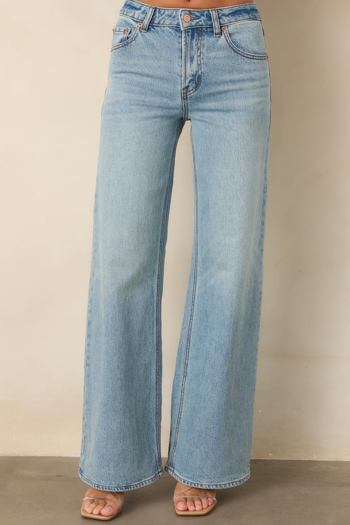 Z Supply The Stunner Light Wash Mid-Rise Wide Leg Jeans