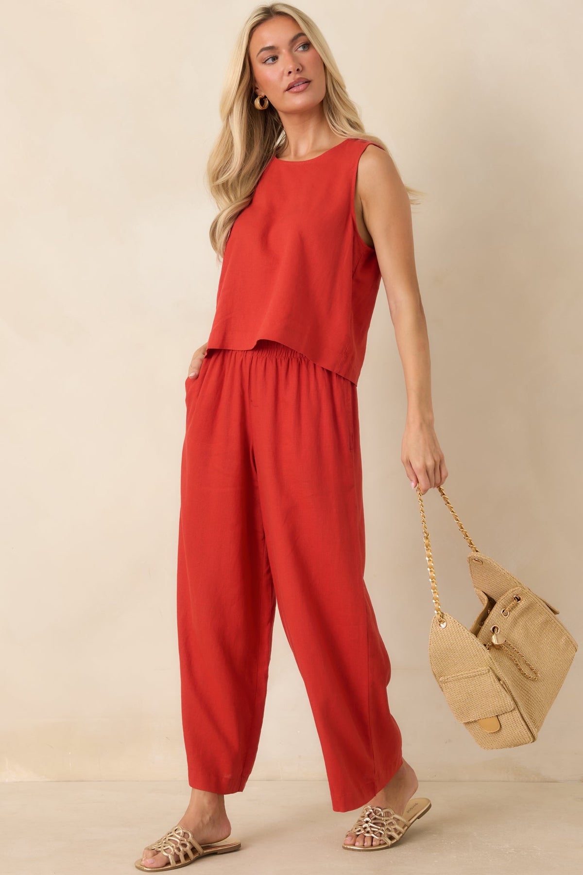 Z Supply Sloane Chili Pepper Red Linen Tank