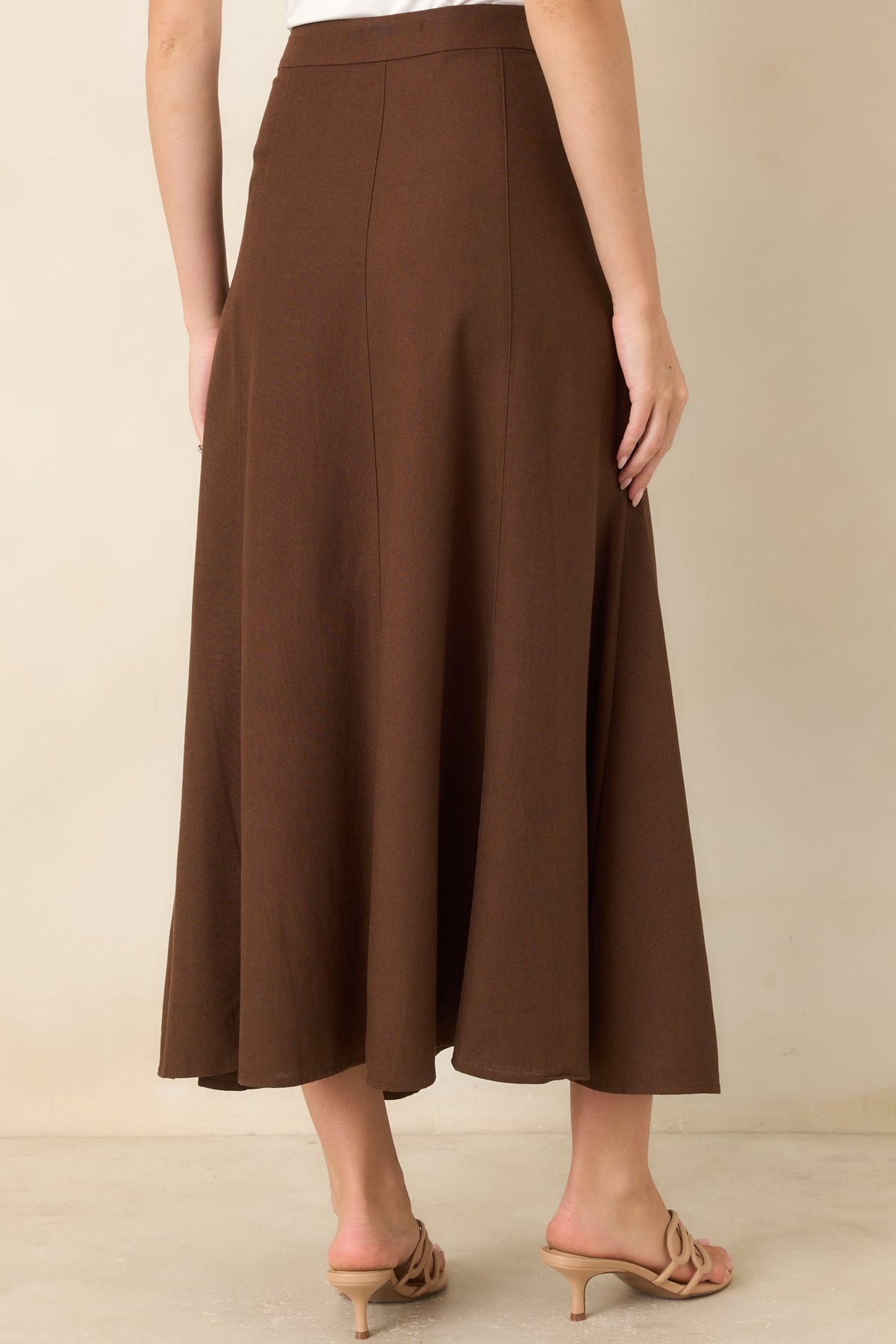 She's Got Grace Brown Linen Blend Maxi Skirt