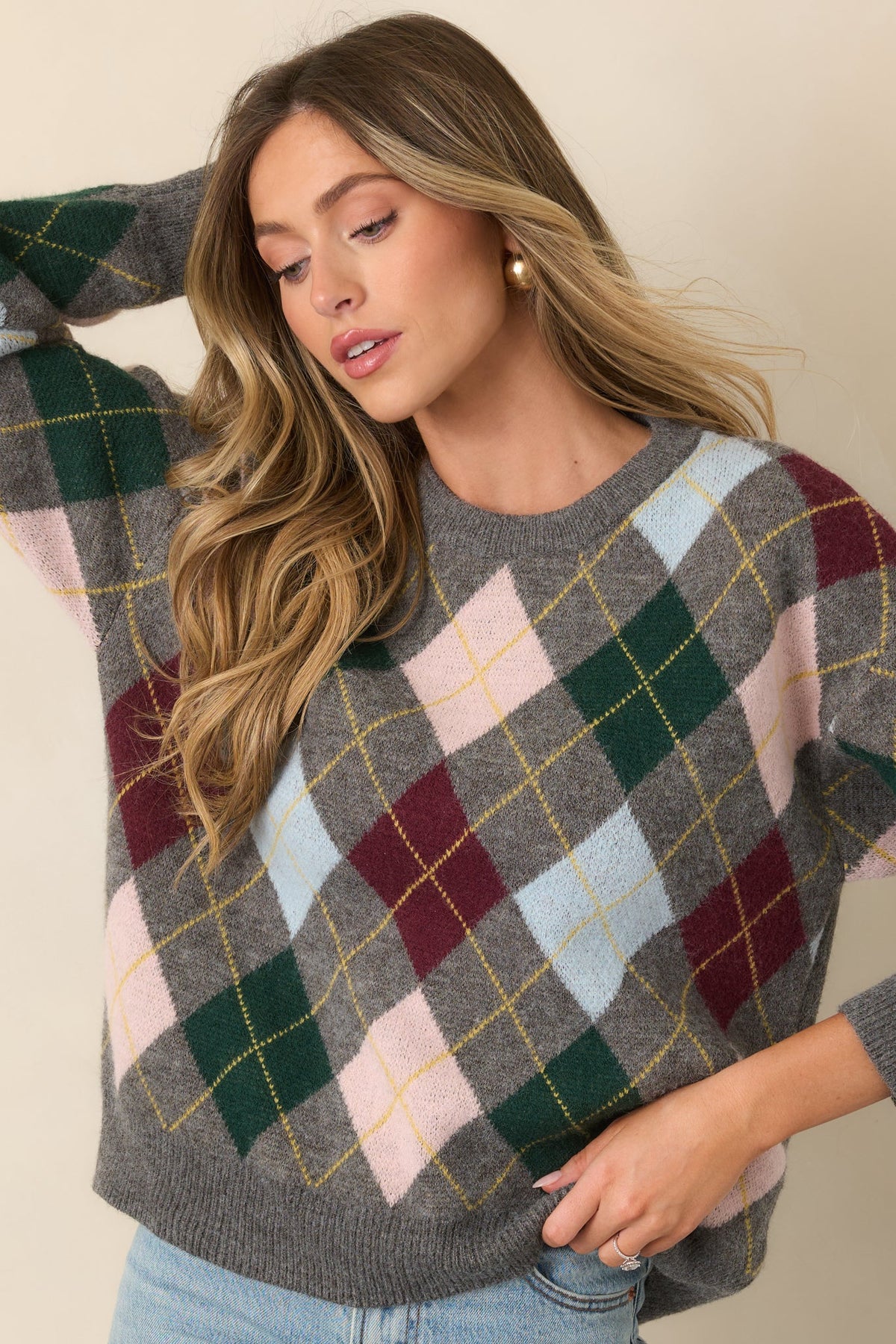 Good Thinking Grey Multi Argyle Sweater