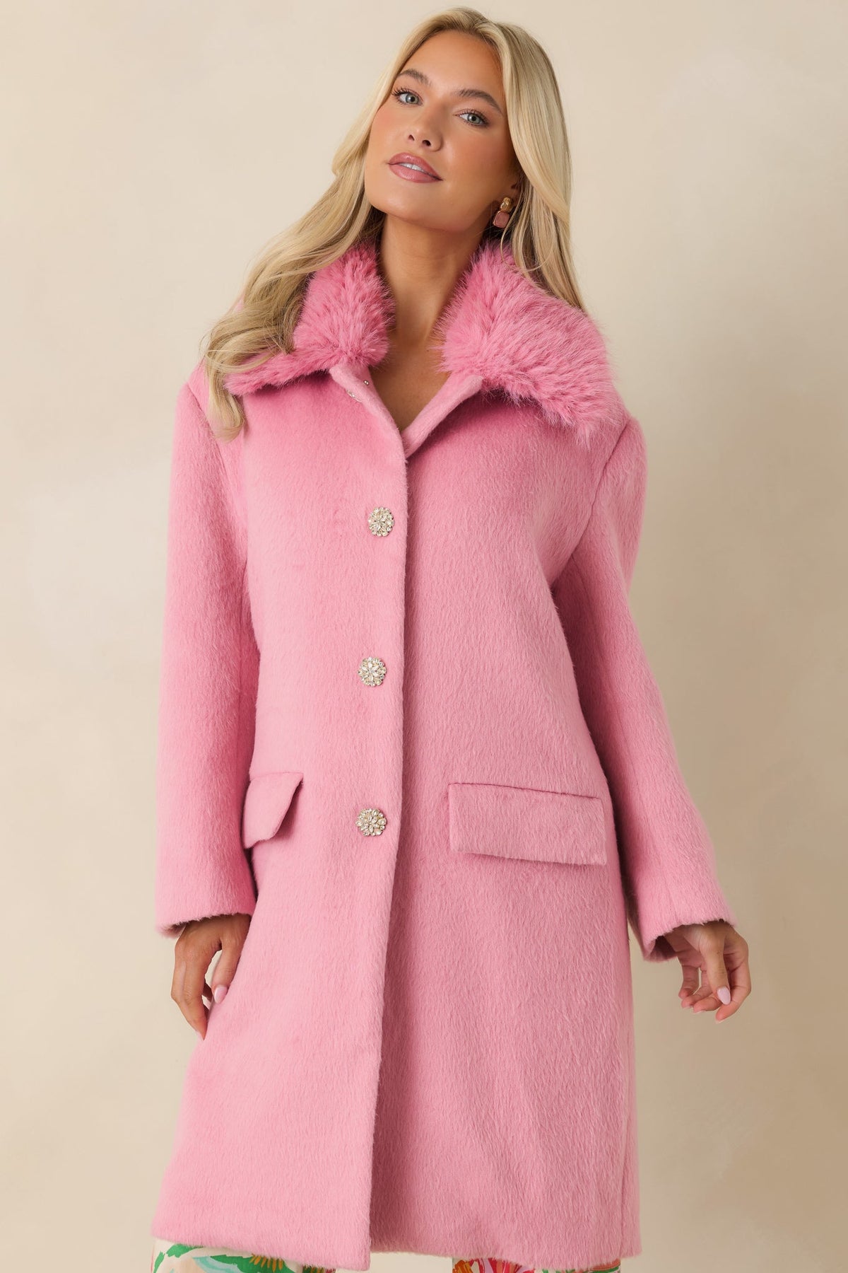 Prosperina Bernadette Cotton Candy Pink Wool Blend Coat