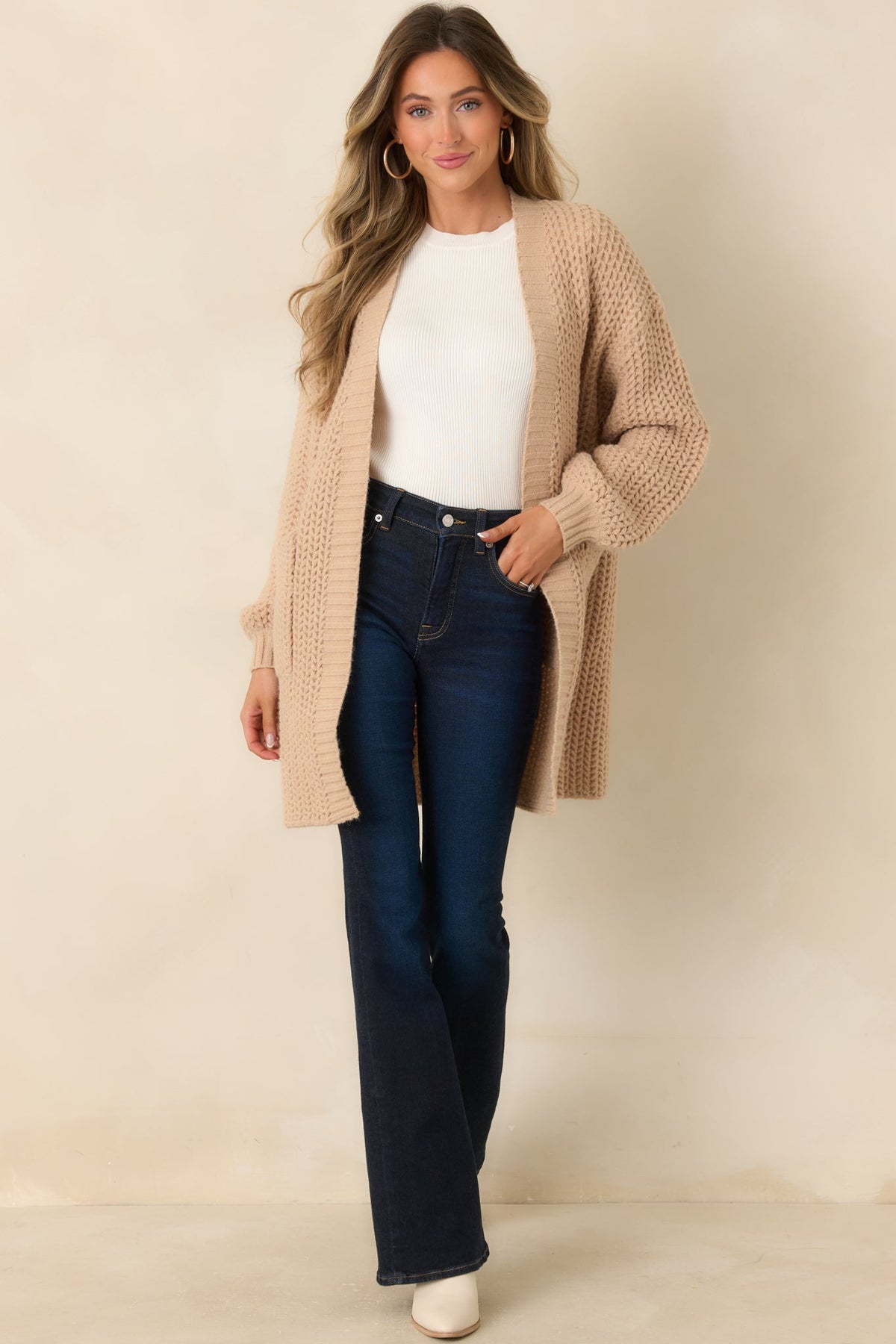 Settle In With Me Oatmeal Chunky Knit Cardigan