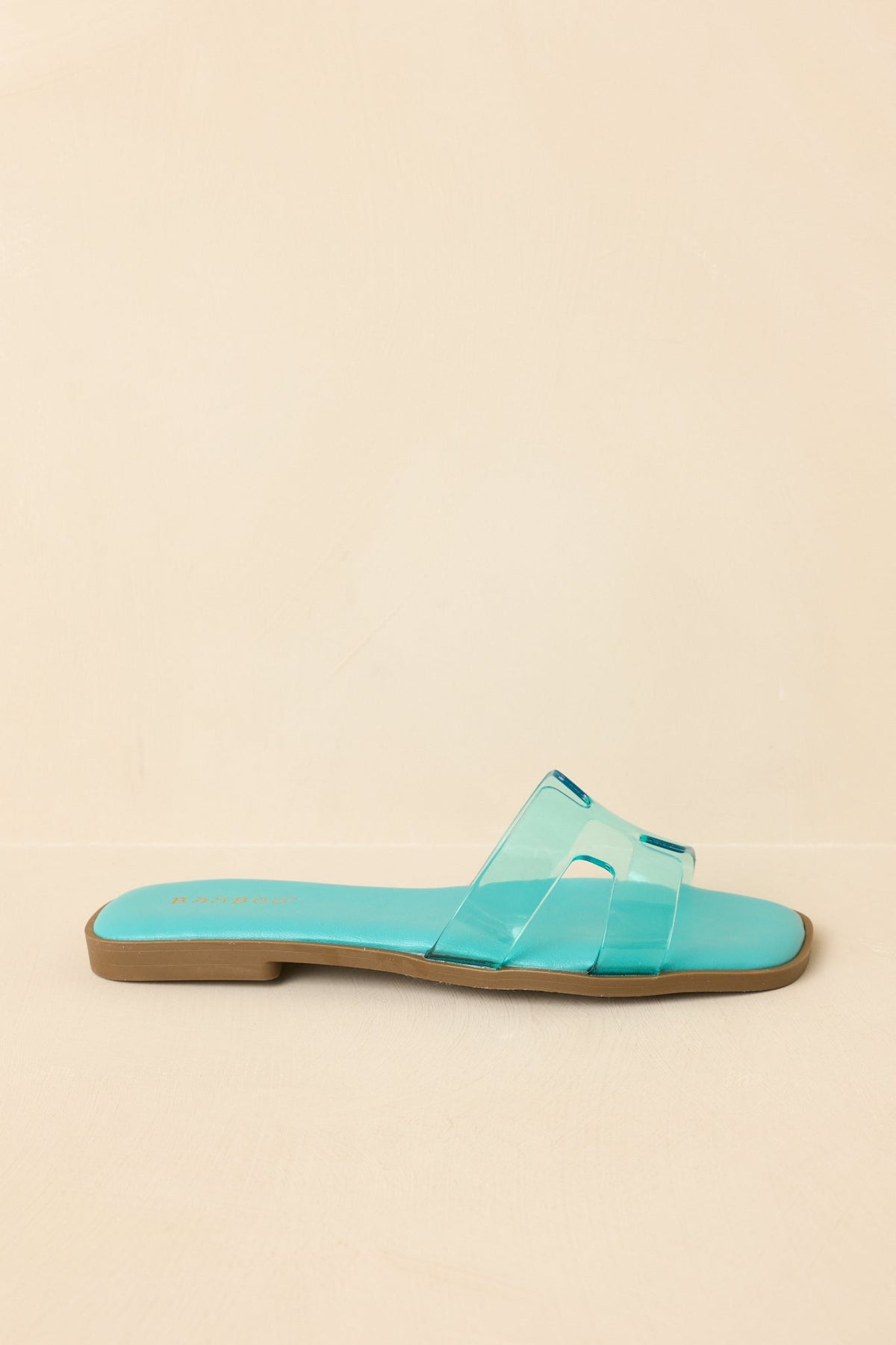 Clear the Way Teal Transparent Strap Slide Sandals