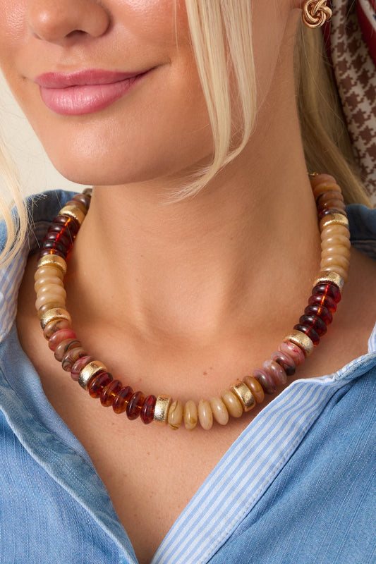 Clear As Day Dark Brown Multi Beaded Necklace