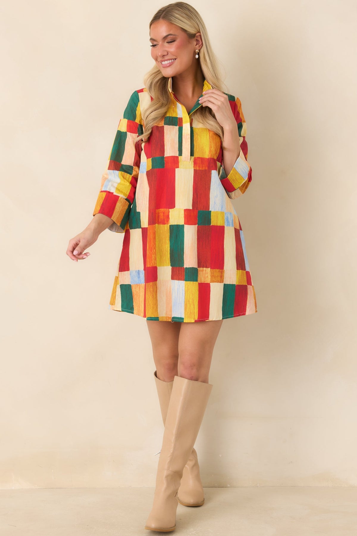 Prosperina Sorel Multi Geometric Cotton Mini Dress