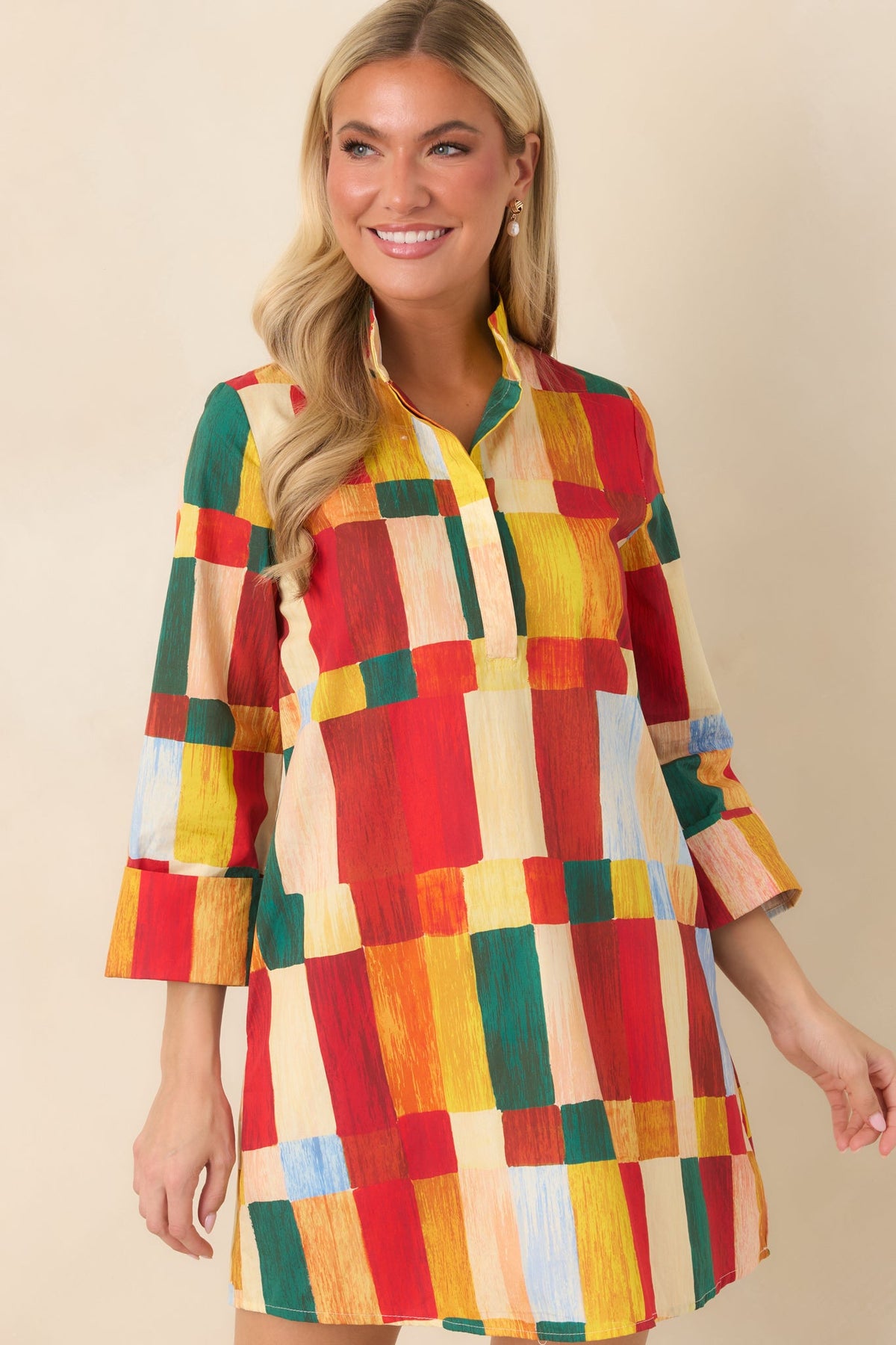 Prosperina Sorel Multi Geometric Cotton Mini Dress