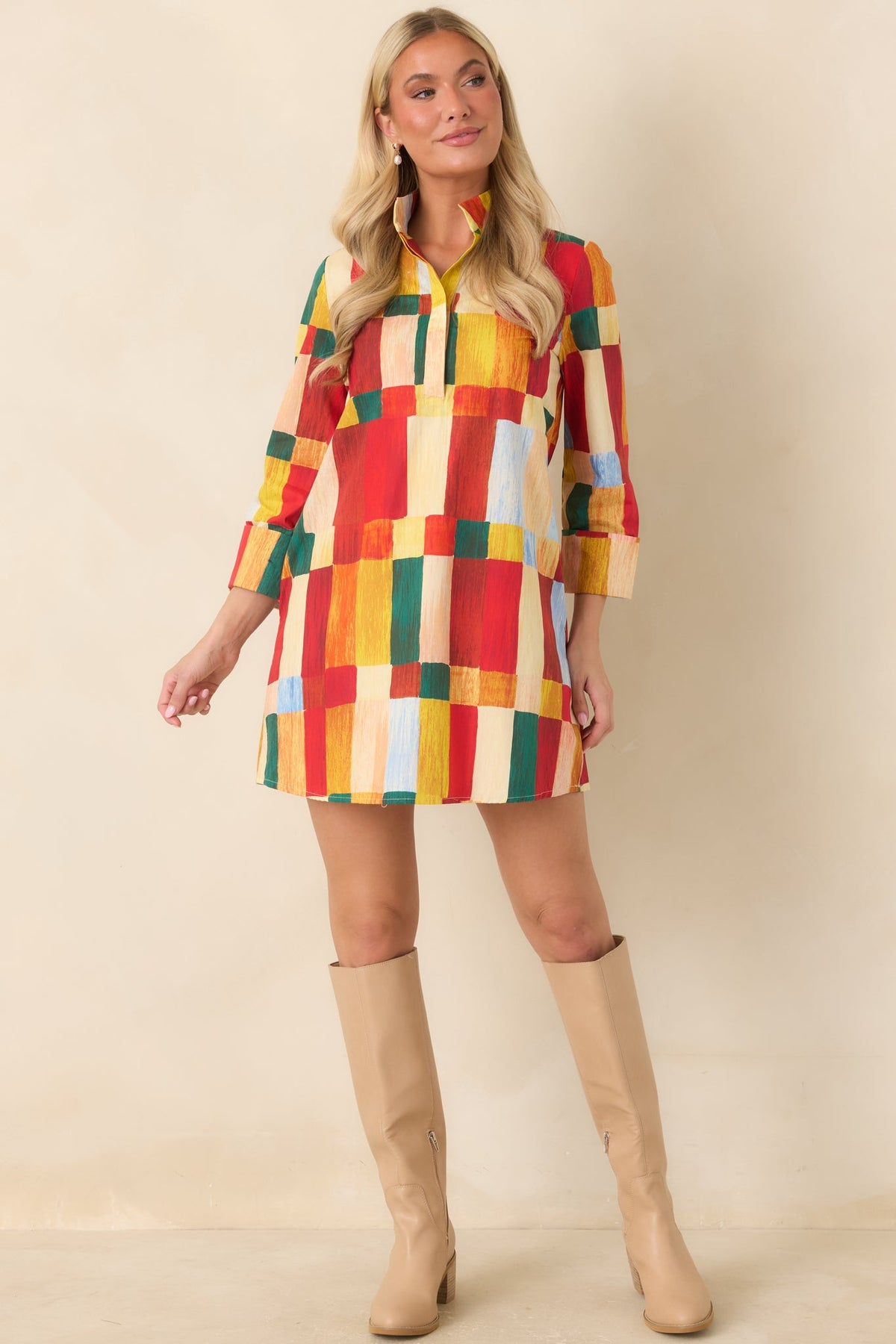 Prosperina Sorel Multi Geometric Cotton Mini Dress
