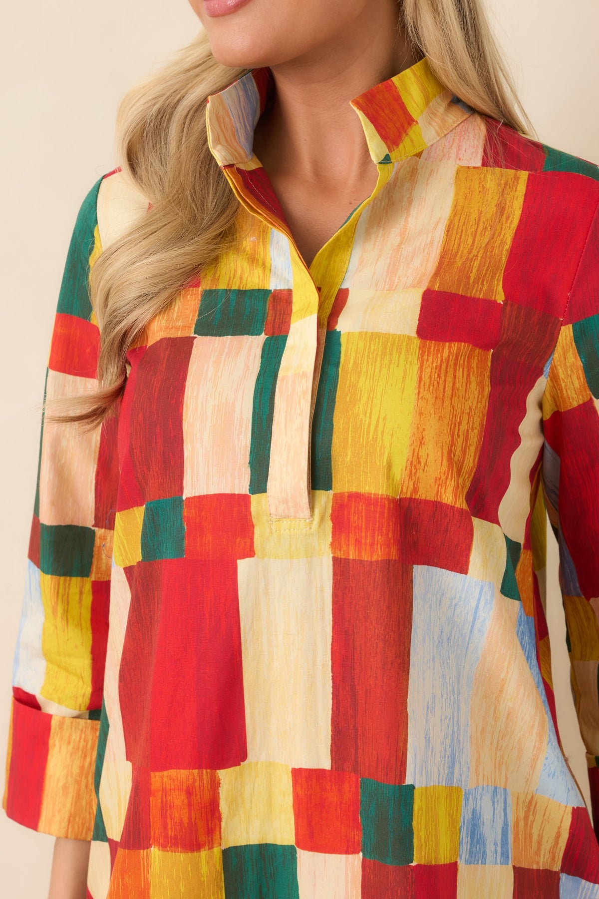 Prosperina Sorel Multi Geometric Cotton Mini Dress