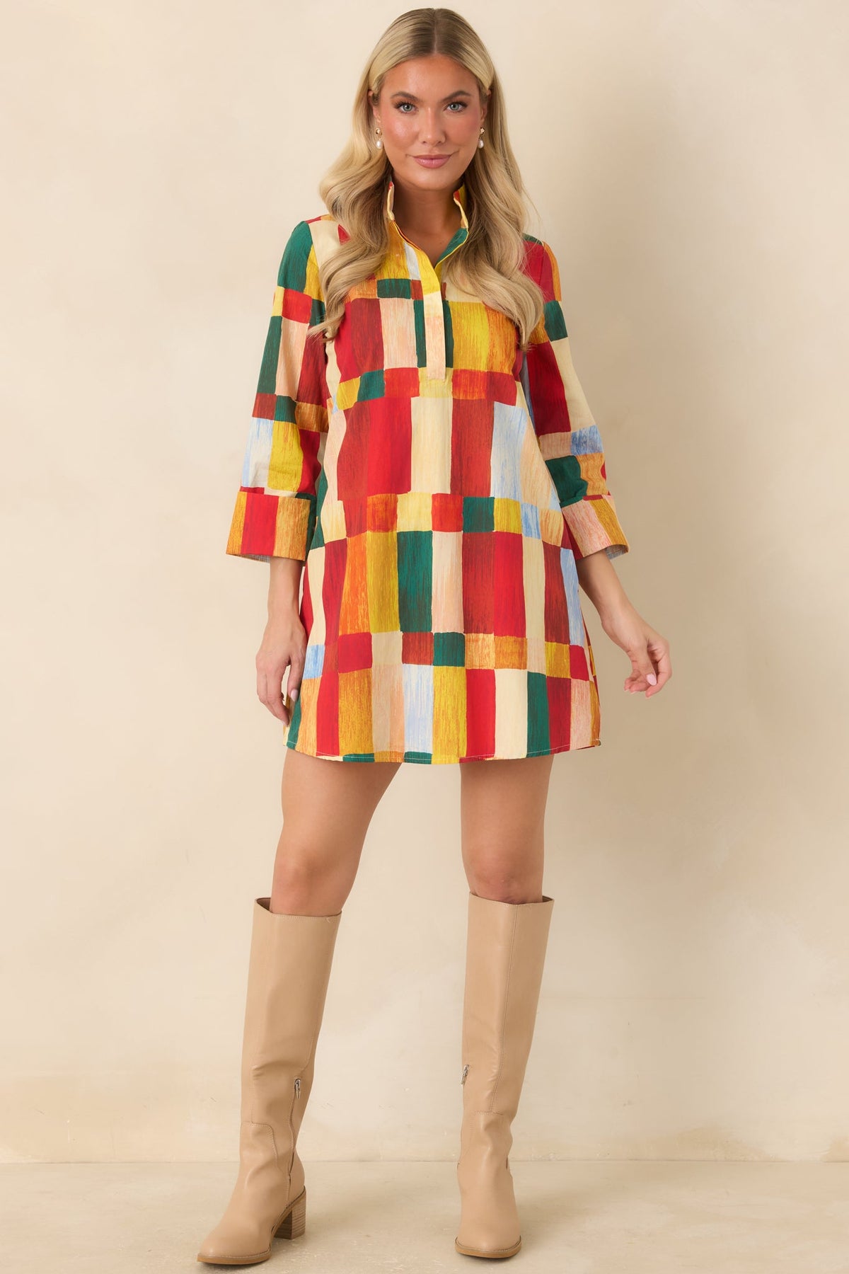 Prosperina Sorel Multi Geometric Cotton Mini Dress