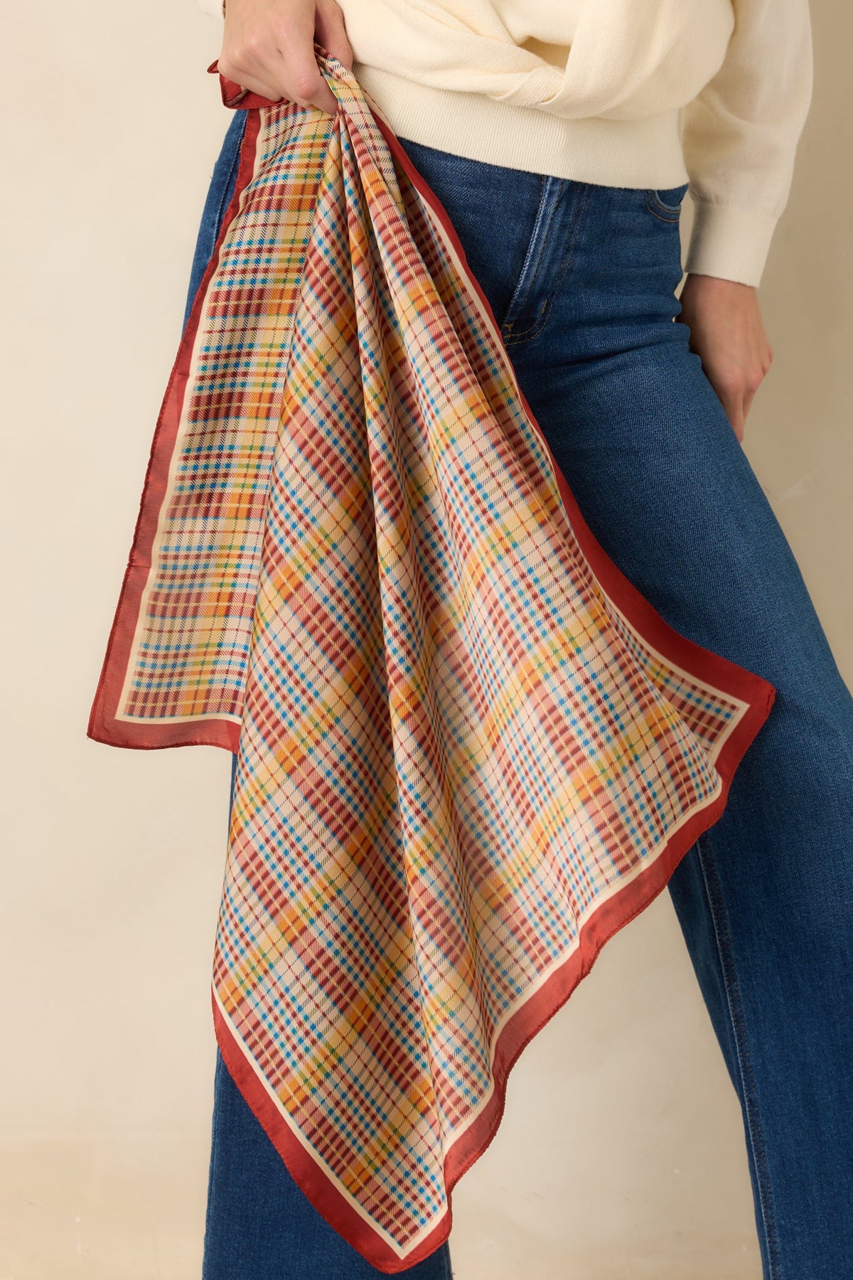 Letters from Abroad Rust Multi Plaid Scarf