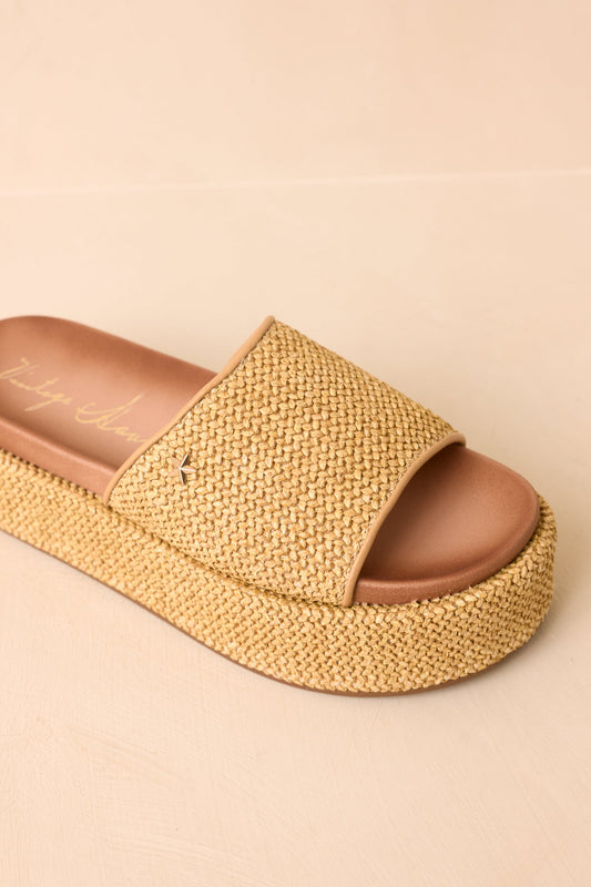 Vintage Havana Nina Natural Woven Platform Slide Sandals
