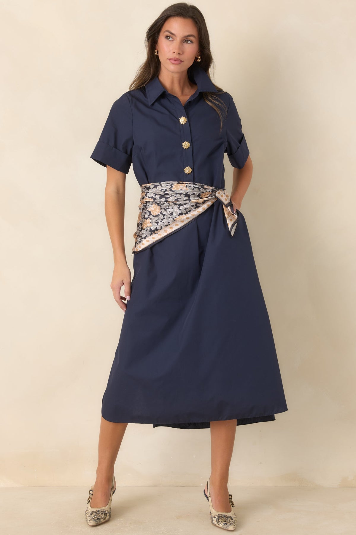 Read the Signs Navy Short Sleeve Maxi Dress