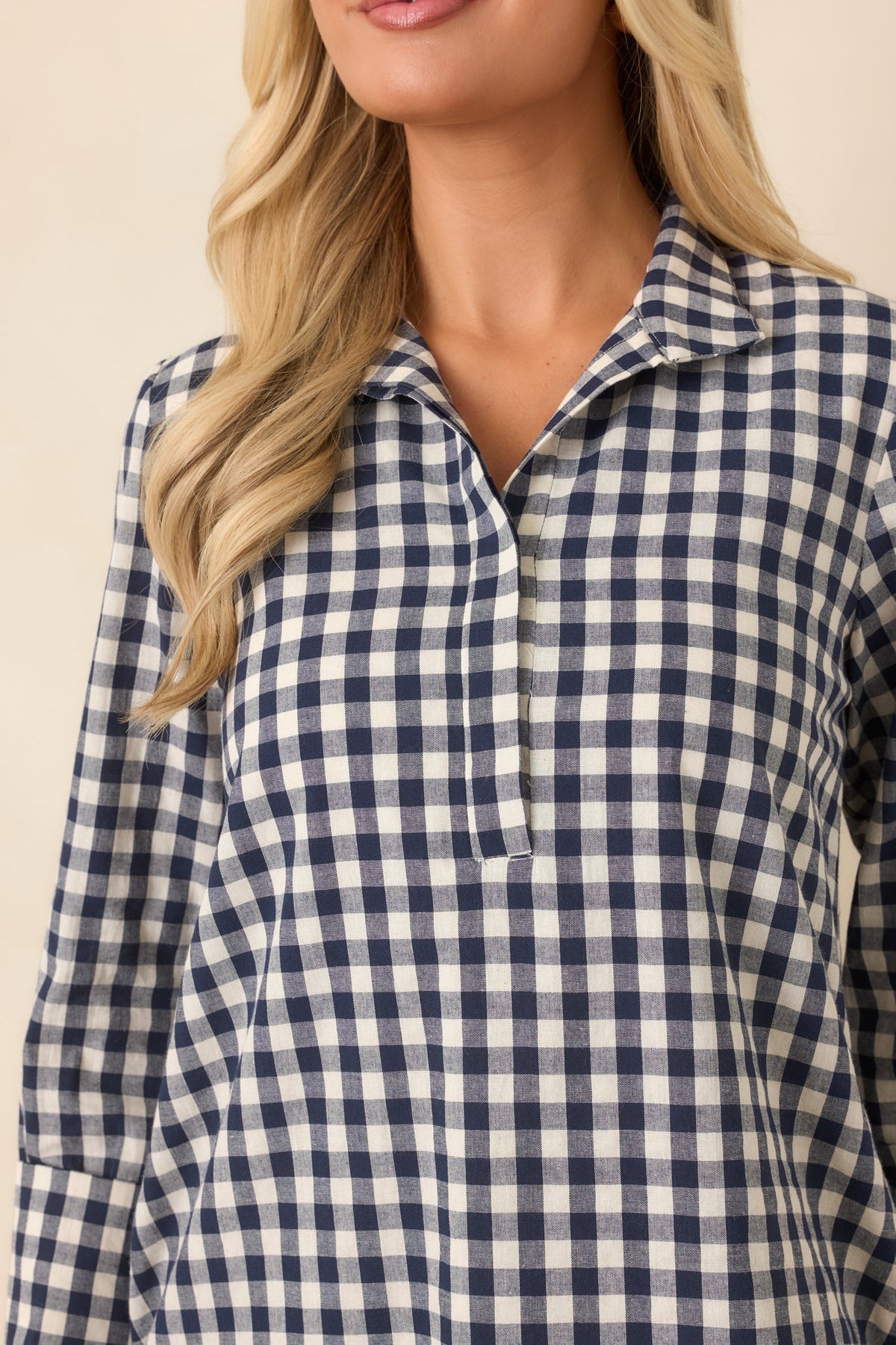 EXCLUSIVE: Prosperina Savoy Navy Gingham Mini Dress