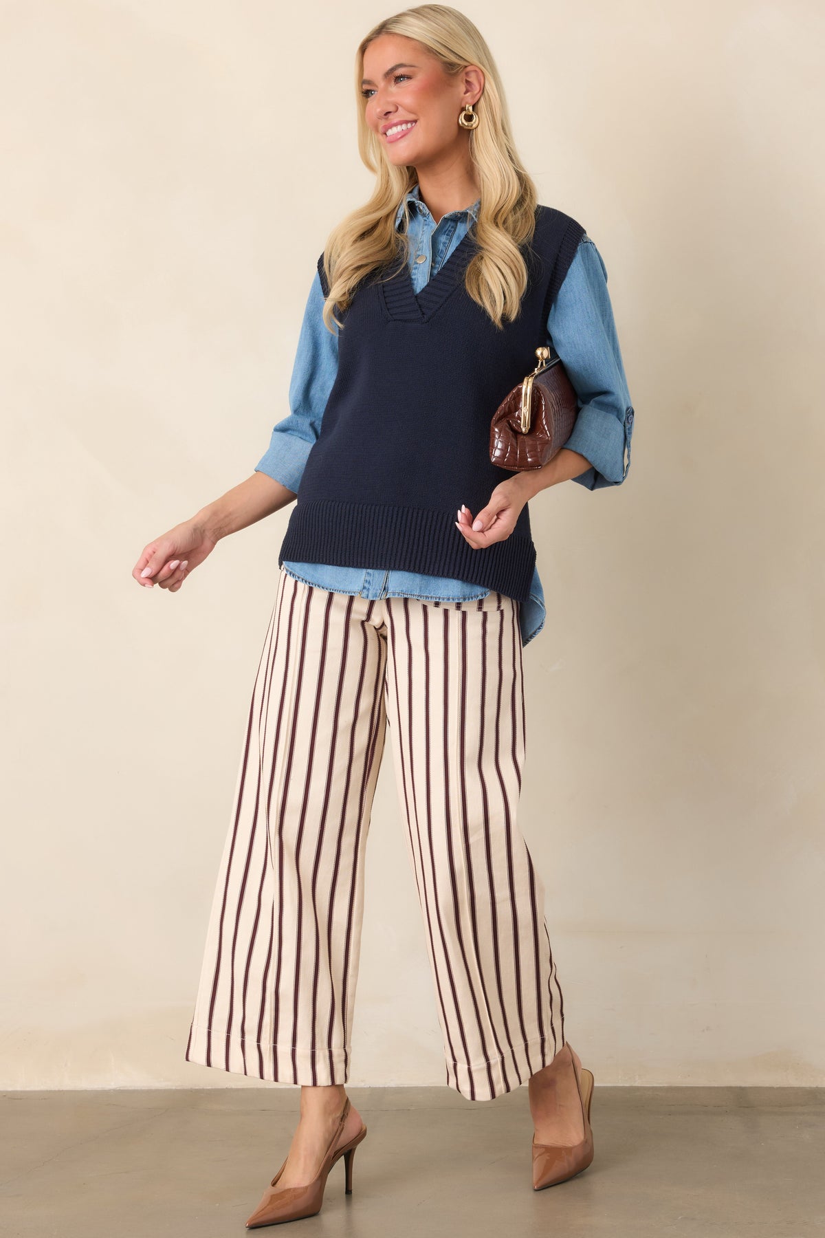 Polished Ease Navy Knit Sweater Vest