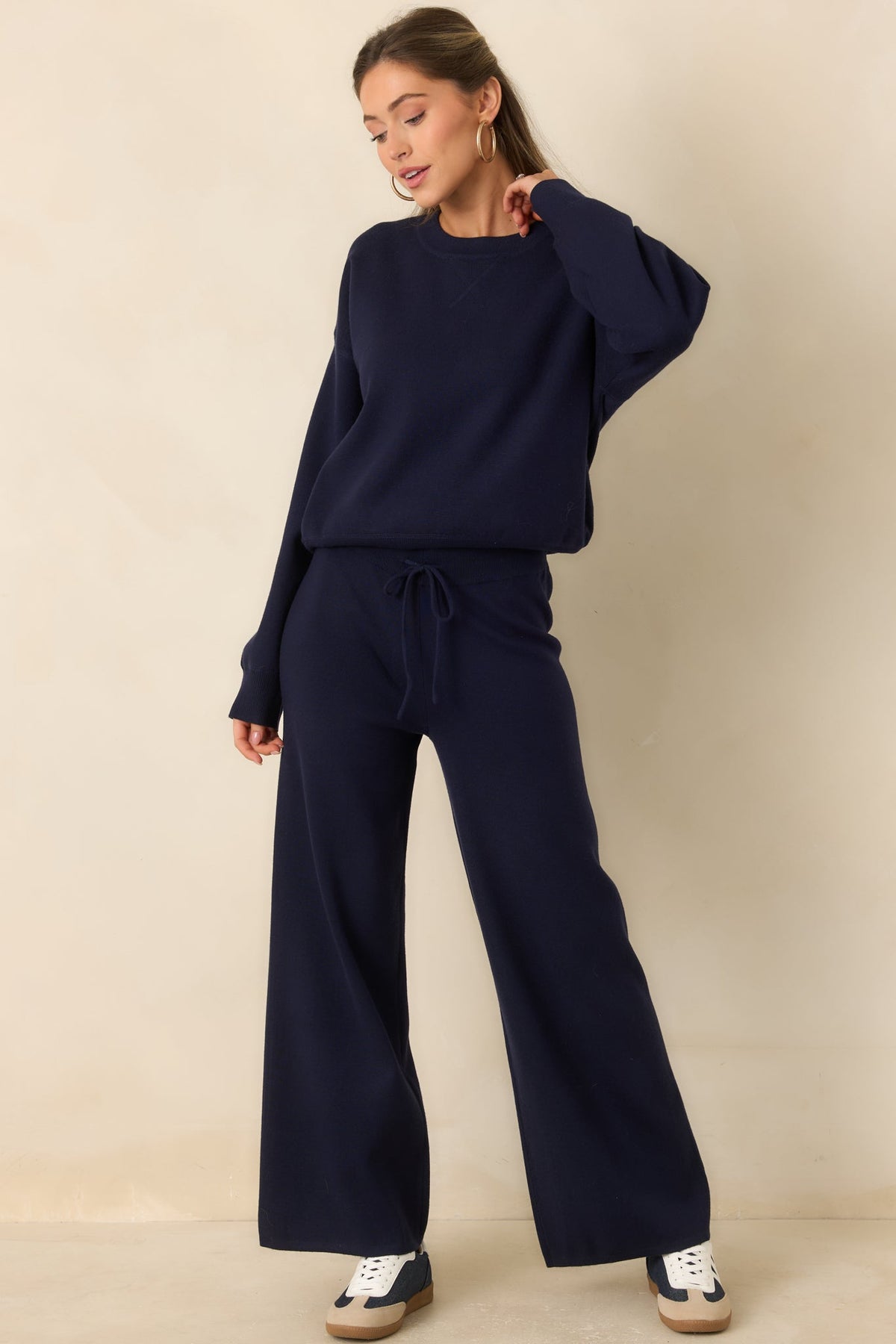 Z Supply Take it Easy Nightfall Navy Wide Leg Sweater Pants