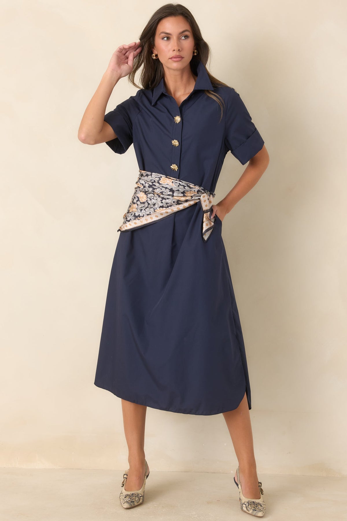 Read the Signs Navy Short Sleeve Maxi Dress