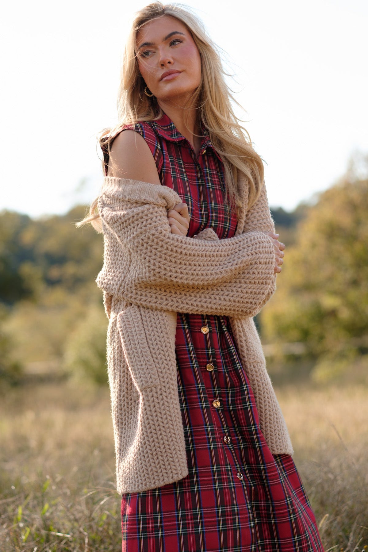 Settle In With Me Oatmeal Chunky Knit Cardigan
